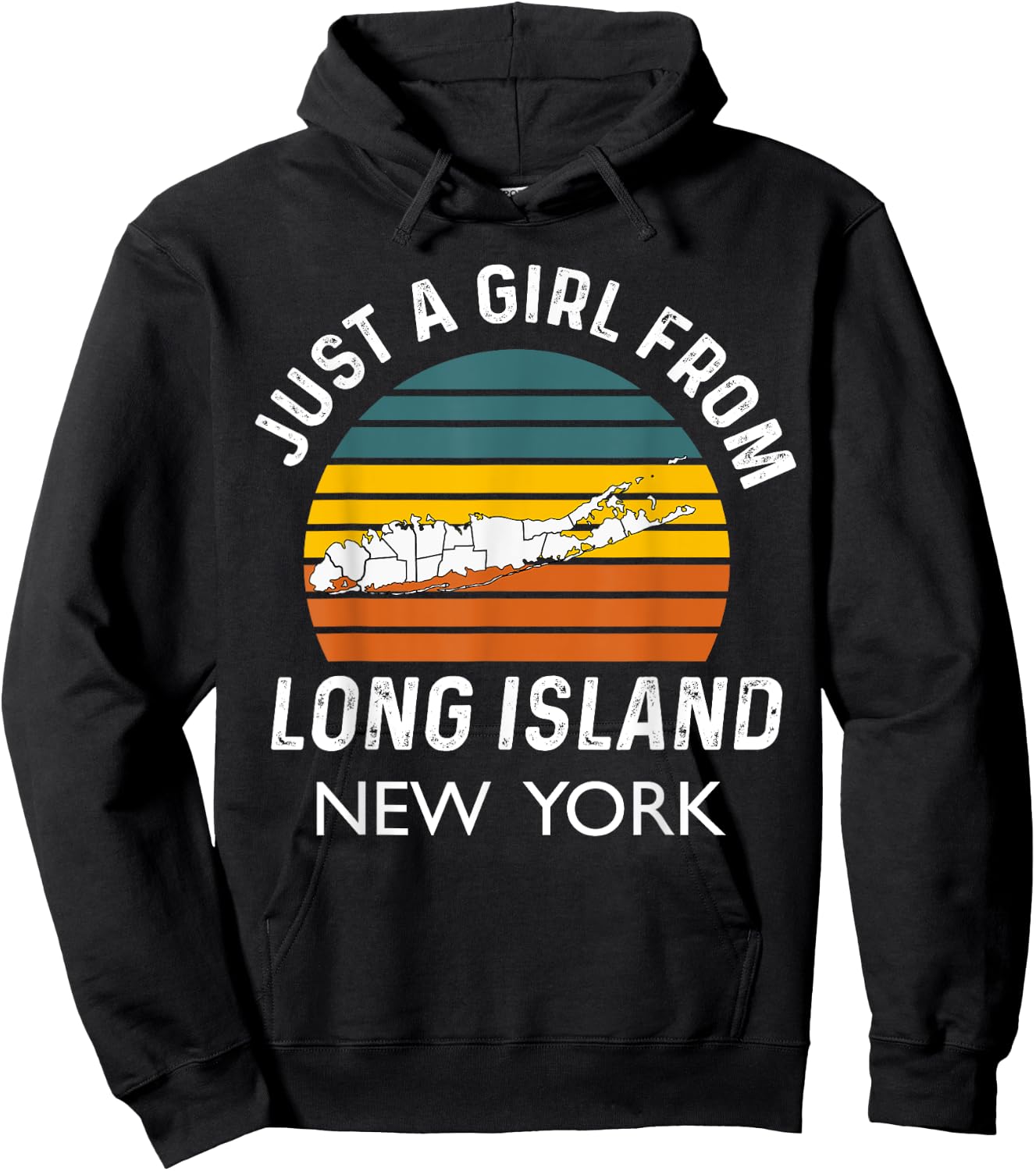 Long Island NY Souvenir Native Long Islander Map NYC Girls Hoodie - Hoodie | Black