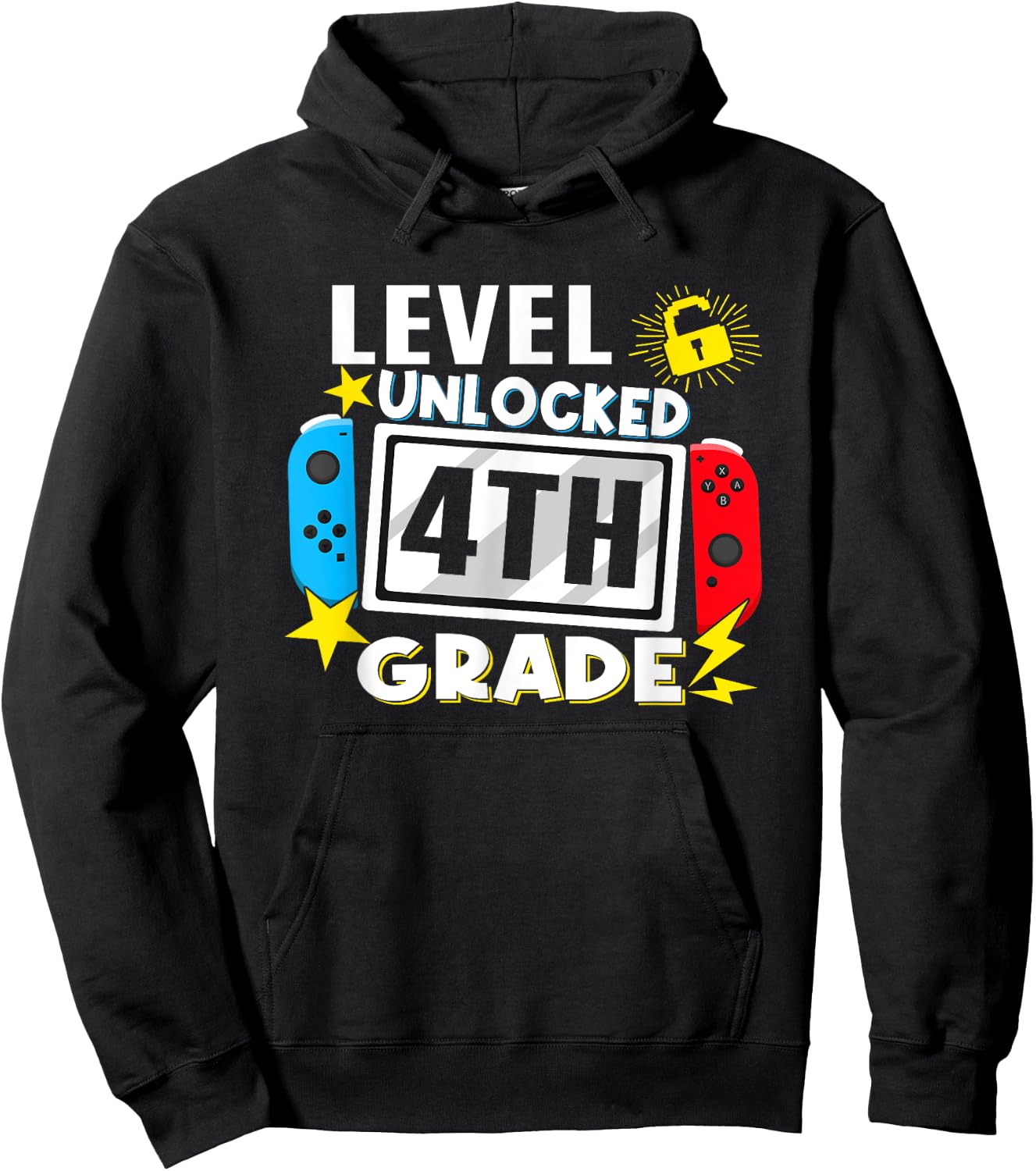 First Day Of 4th Grade Level Unlocked Game Back To School Hoodie - Hoodie | Black