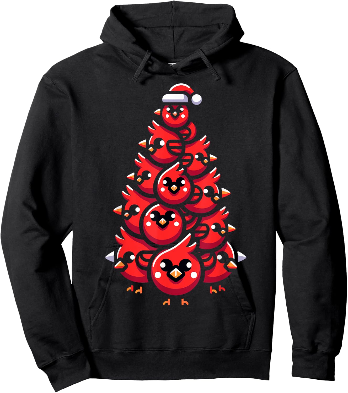 Cardinal Birds Christmas Tree Funny Cardinal Birds Xmas Hoodie - Hoodie | Black