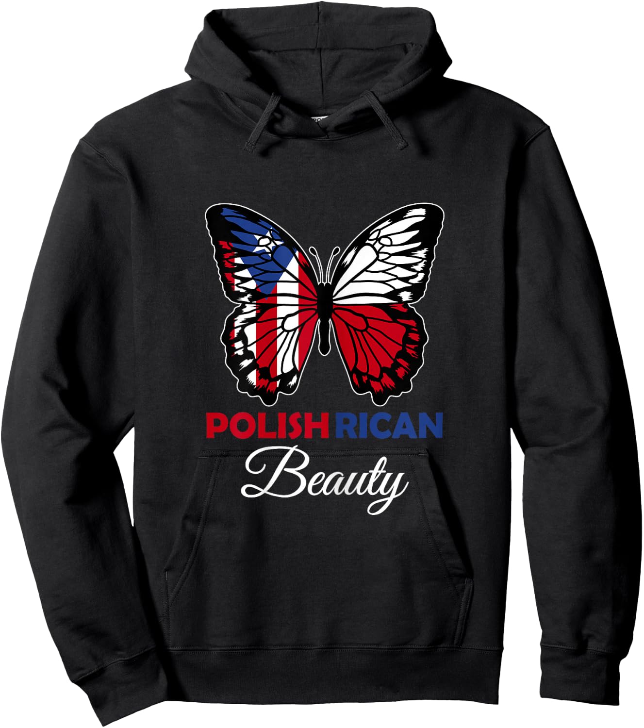 Polish Rican Beauty Butterfly Puerto Rico and Polska Hoodie - Hoodie | Black