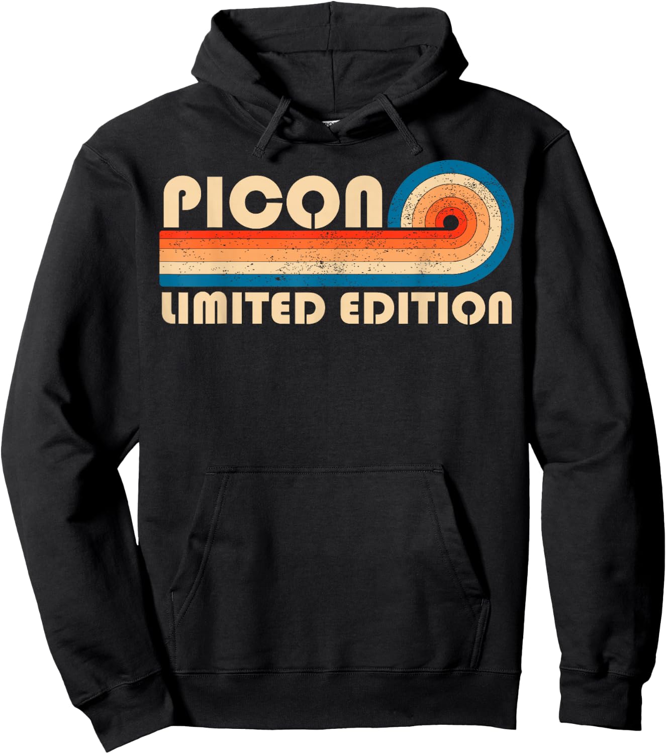 PICON Retro 70s 80s Sunset Stripe Hoodie - Hoodie | Black