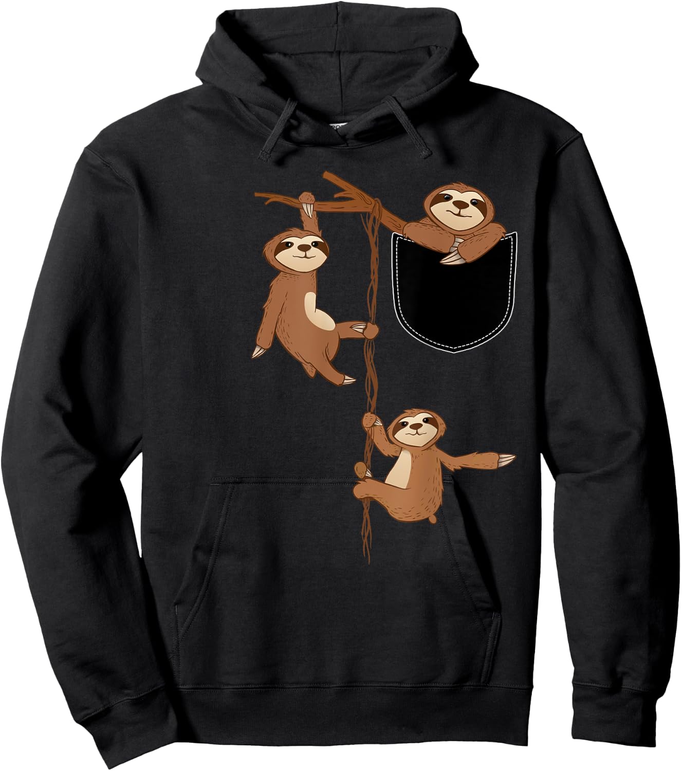 Happy Family Sloth In A Tree - Wildlife Animal Lover Hoodie - Hoodie | Black