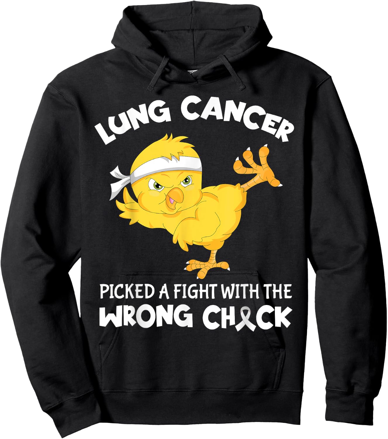 Lung Cancer Picked A Fight The Wrong Chick Funny Lung Cancer Hoodie - Hoodie | Black