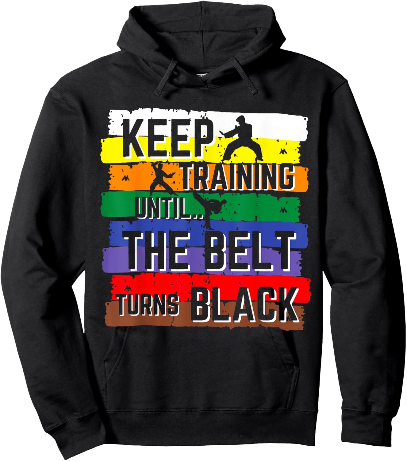 Karate Gifts Keep Training Until The Belt Turns Black Girls Hoodie - Hoodie | Black