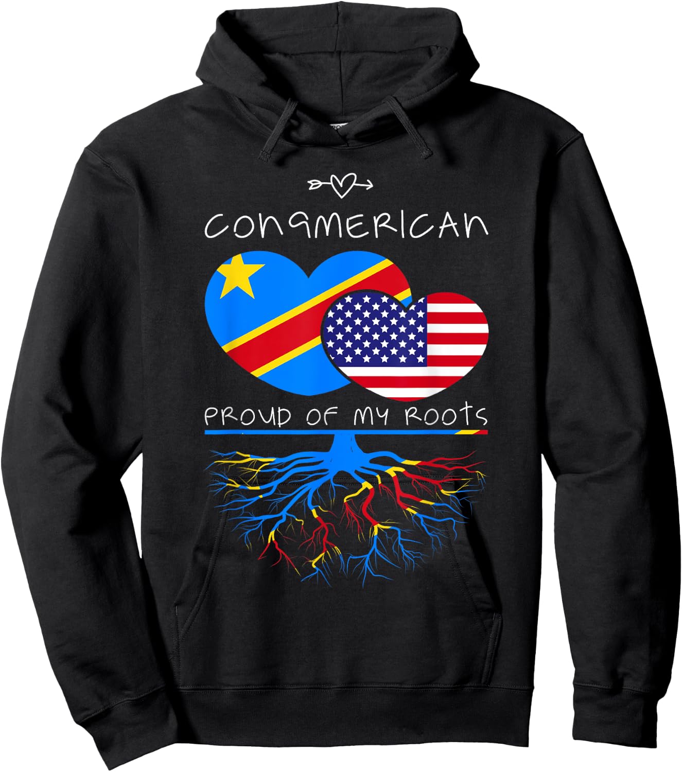 DR Congo USA Proud Of Both Countries Congmerican Hoodie - Hoodie | Black