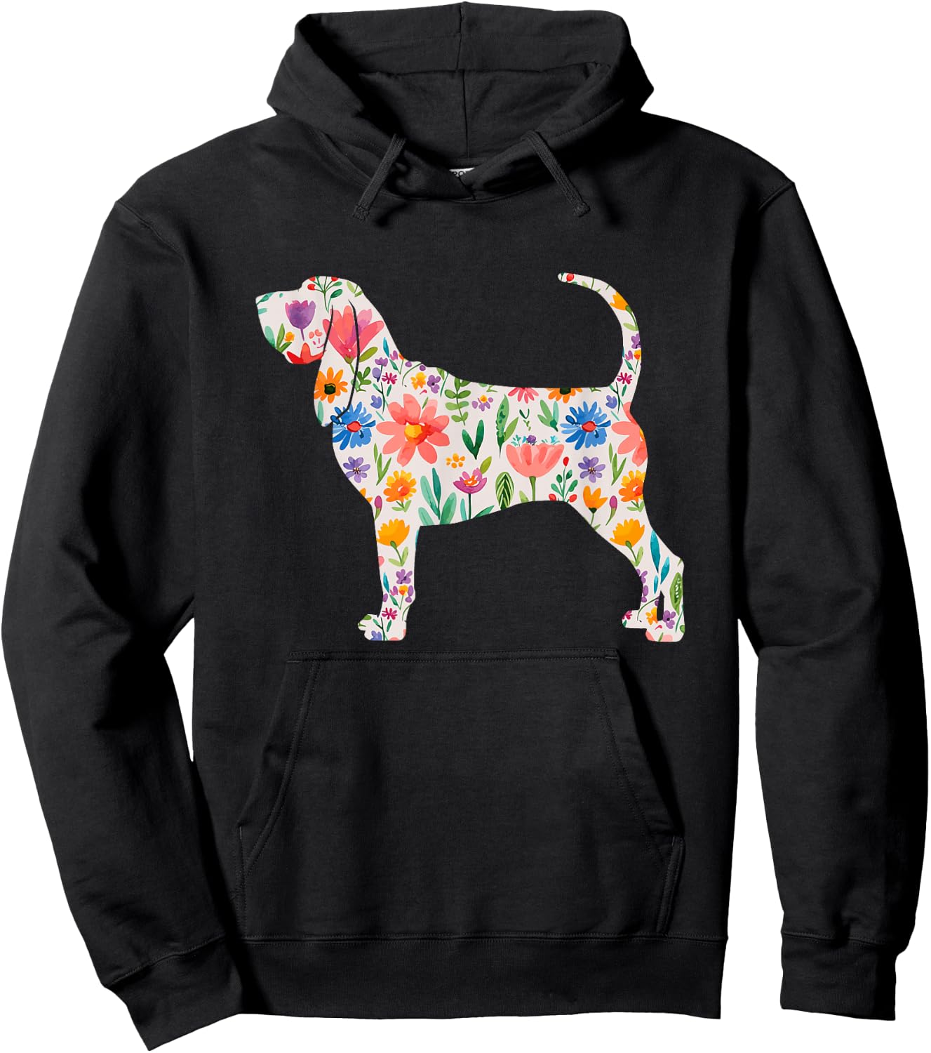 Bloodhound watercolor flowers design Hoodie - Hoodie | Black