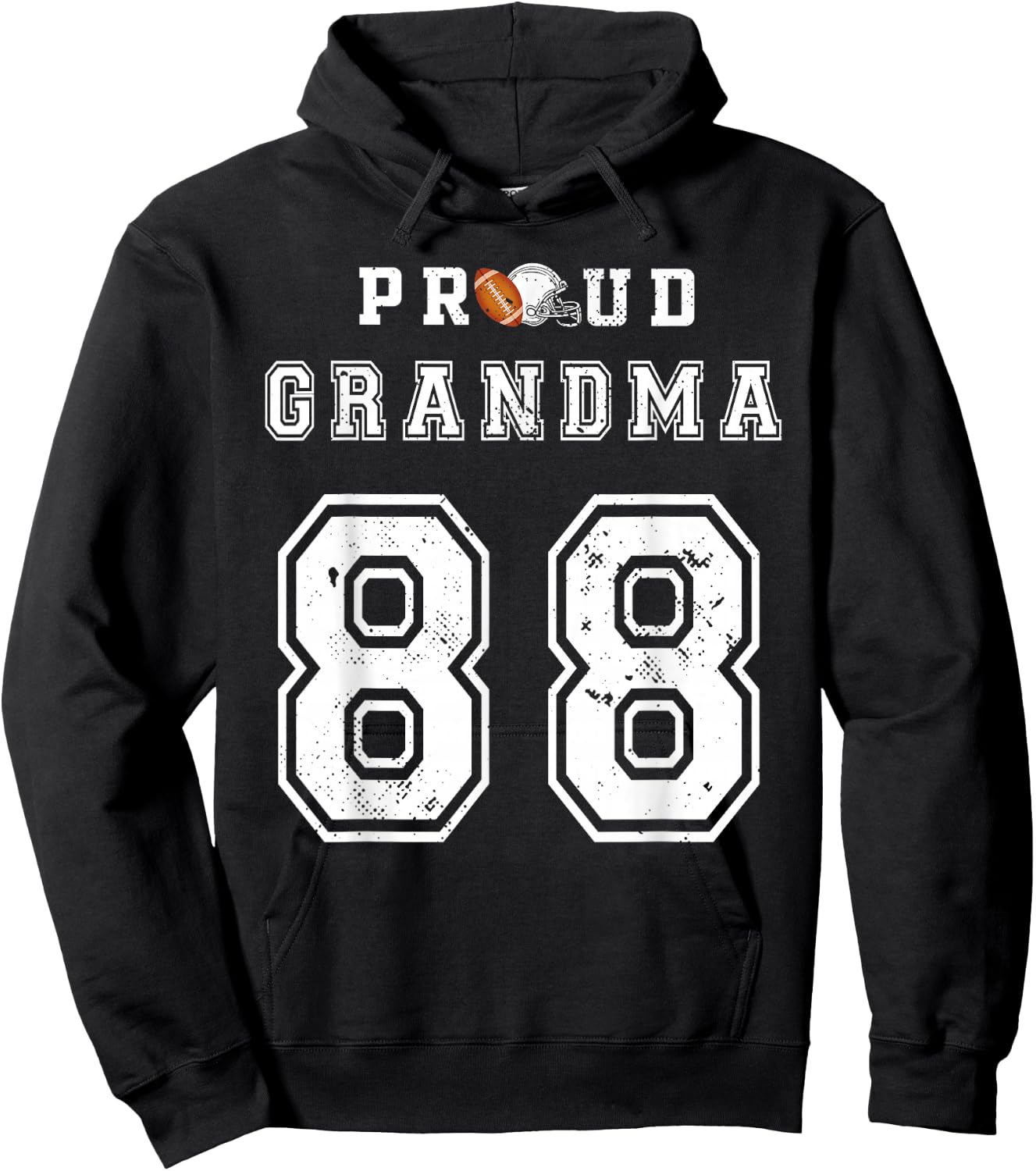 Custom Proud Football Grandma Number 88 Personalized Hoodie - Hoodie | Black