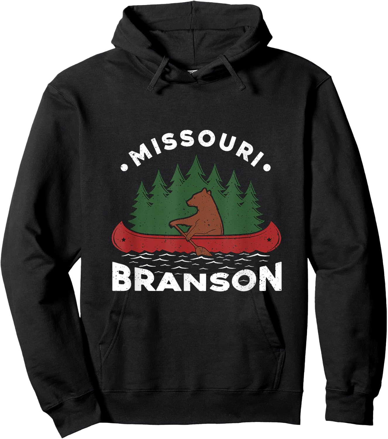 Funny Branson Missouri Bear Vintage Camping Rowing Souvenir Hoodie - Hoodie | Black