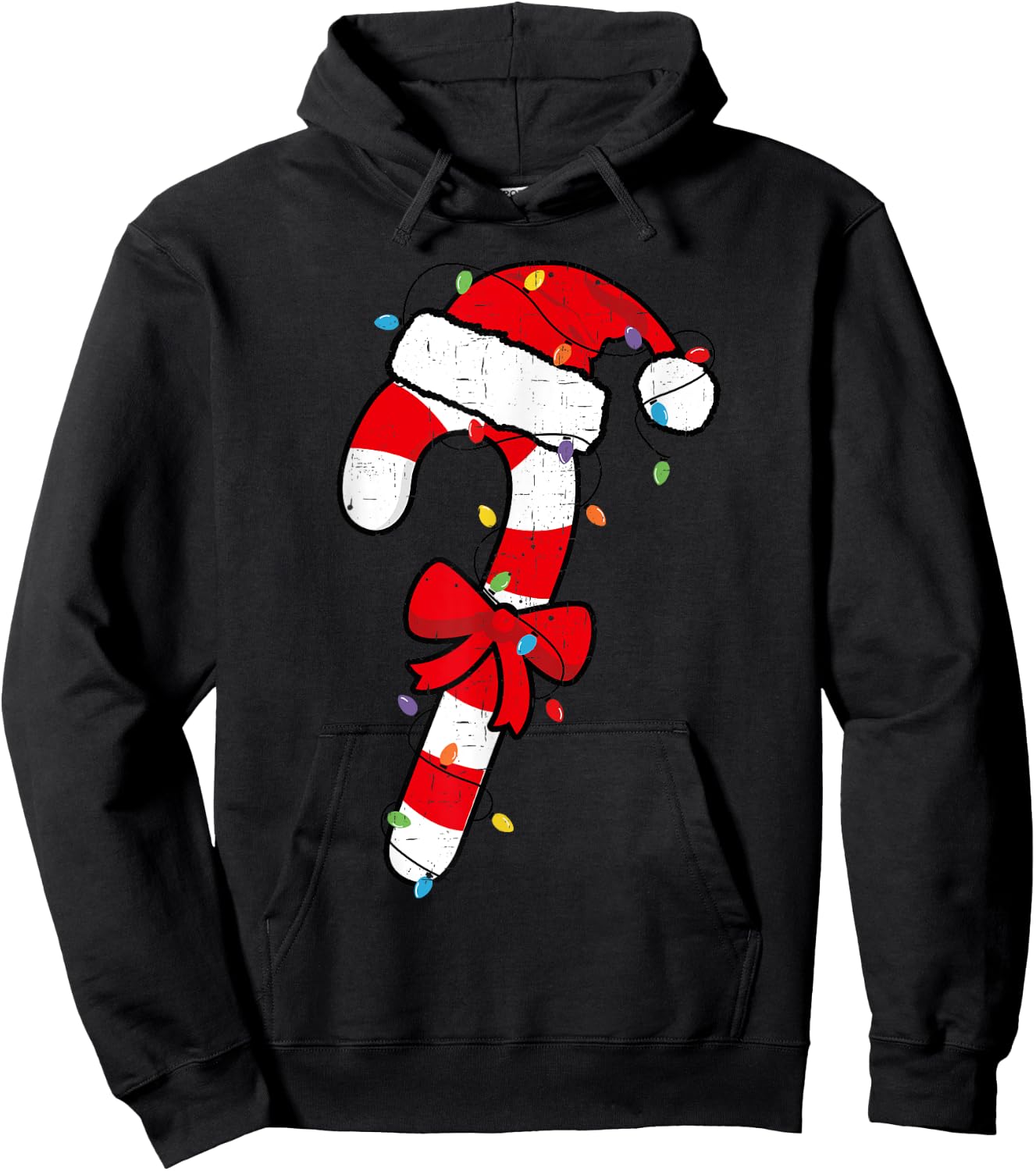 Christmas Candy Cane Santa Xmas Kids Toddler Youth Women Men Hoodie - Hoodie | Black