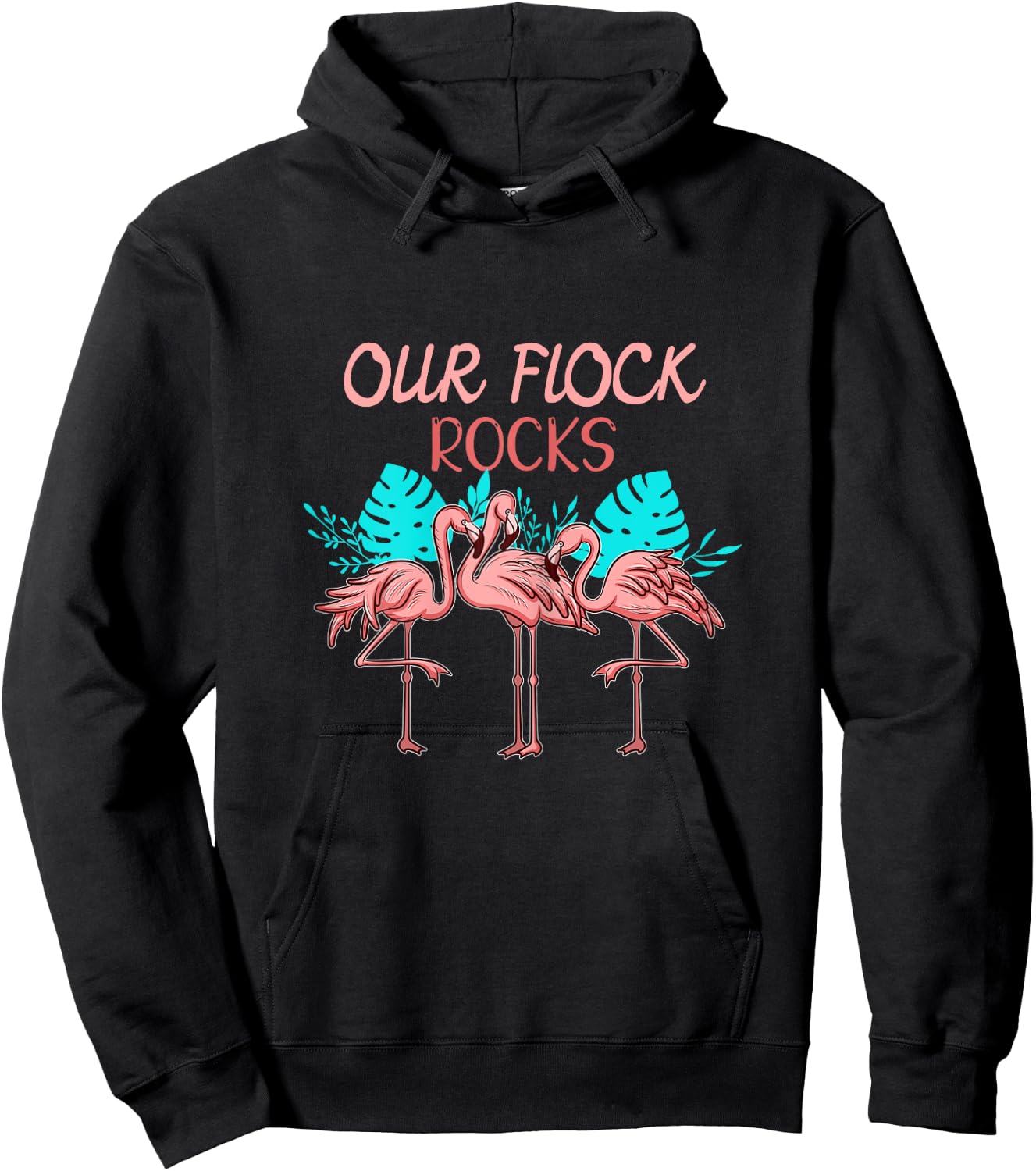 Funny Flamingo Family Mother Mom I Our Flock Rocks Hoodie - Hoodie | Black