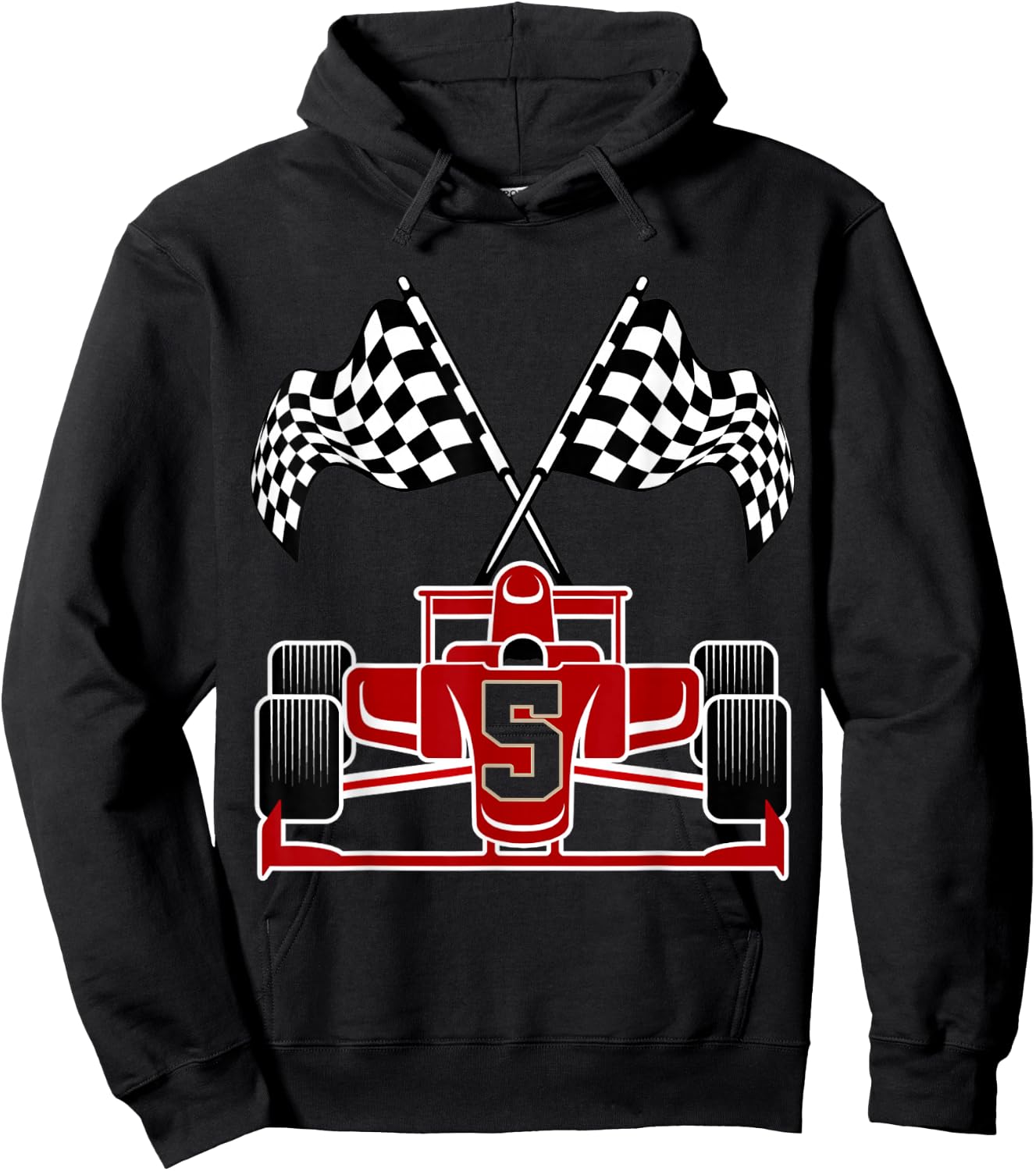 Kids Race Car 5th Birthday Party Racing Car Boys 5 Year Old Hoodie - Hoodie | Black