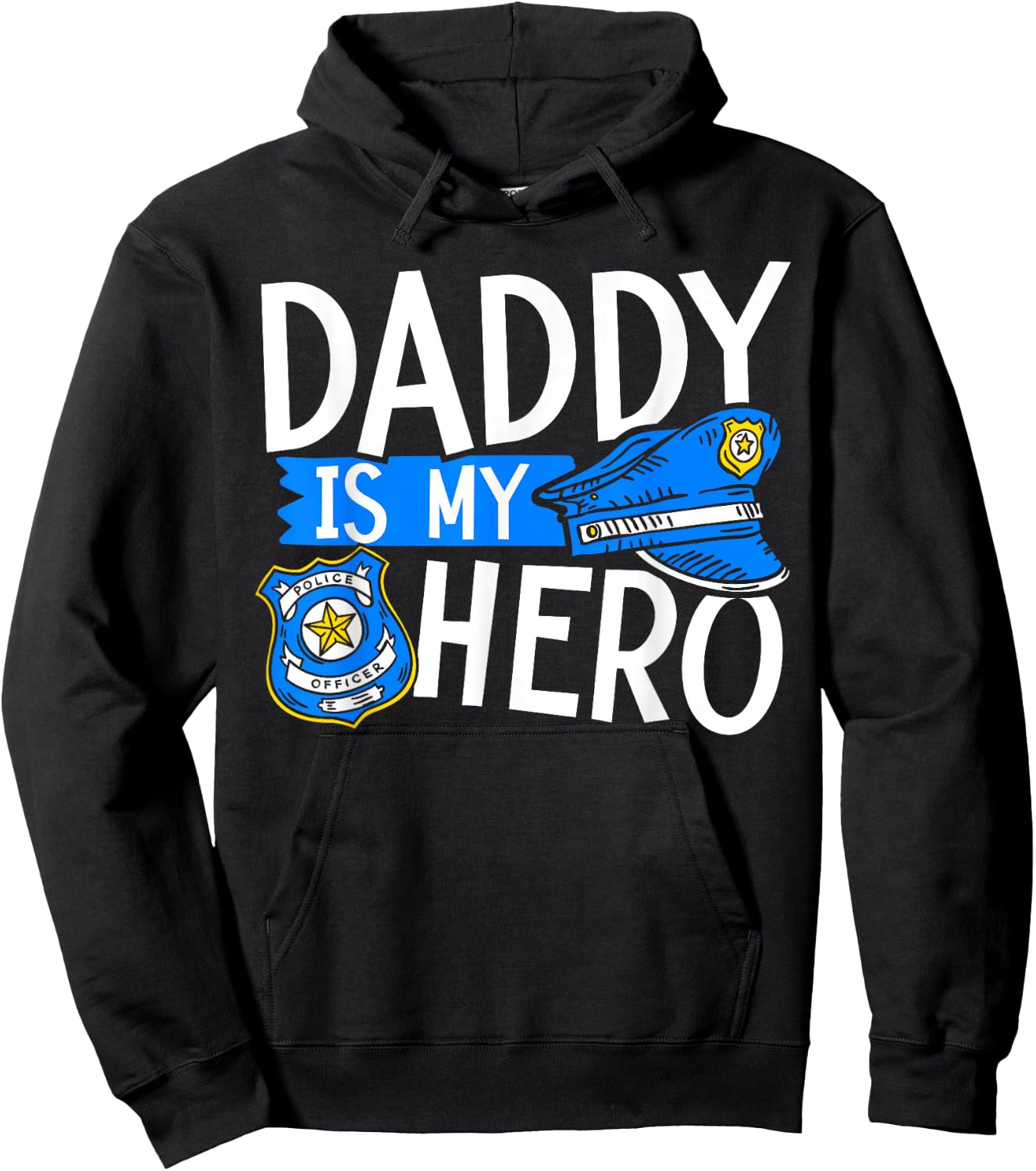 Daddy Is My Hero Kids Police Thin Blue Line Law Enforcement Hoodie - Hoodie | Black