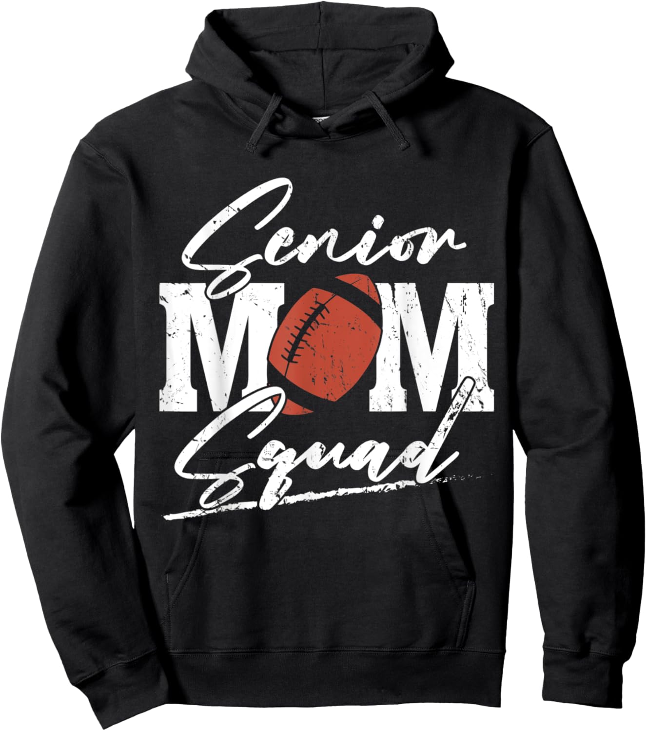 Senior Football Mom Squad, Grunge Hoodie - Hoodie | Black
