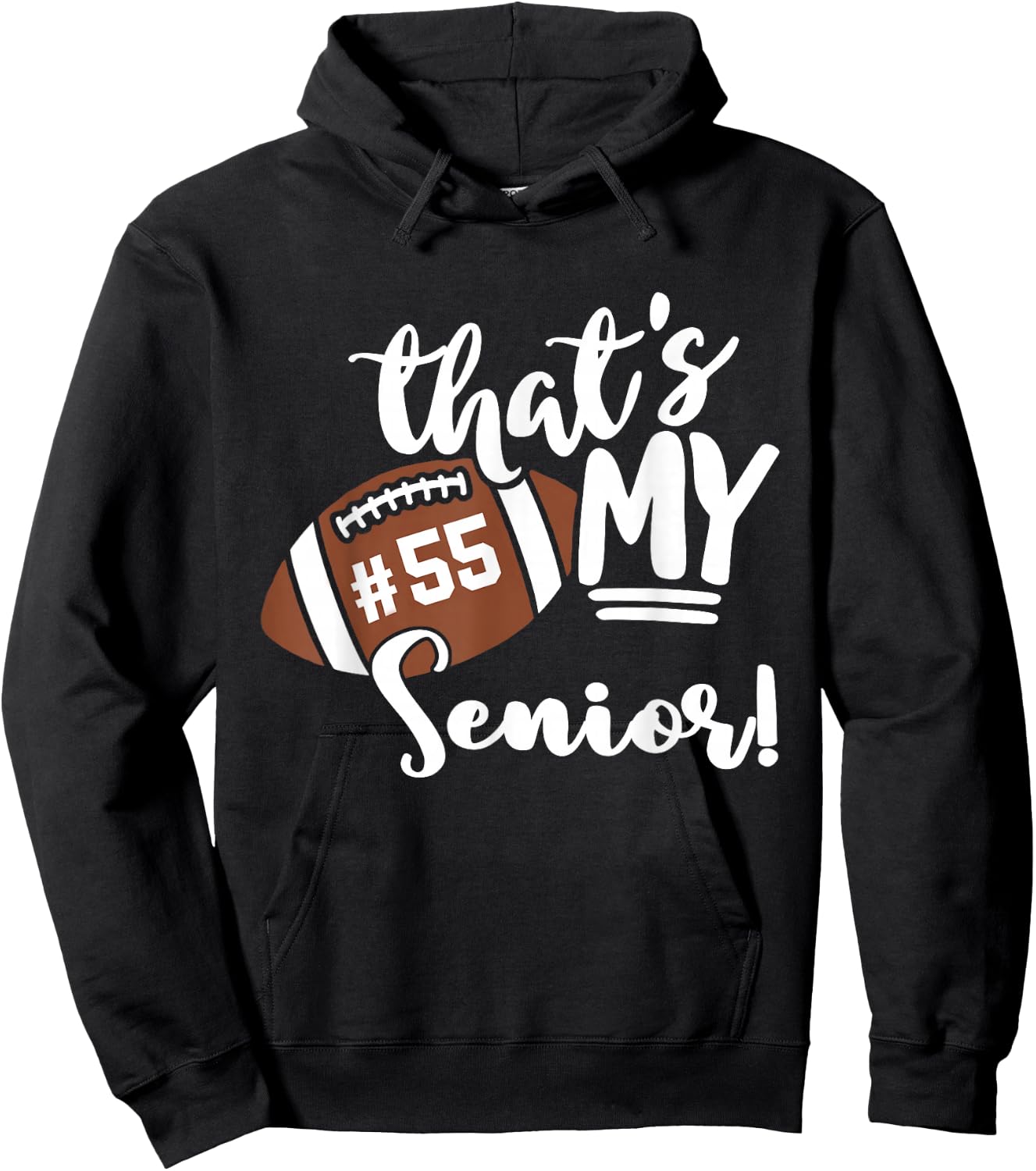 That's My Senior Football 55 Jersey Number Vintage Mom Dad Hoodie - Hoodie | Black