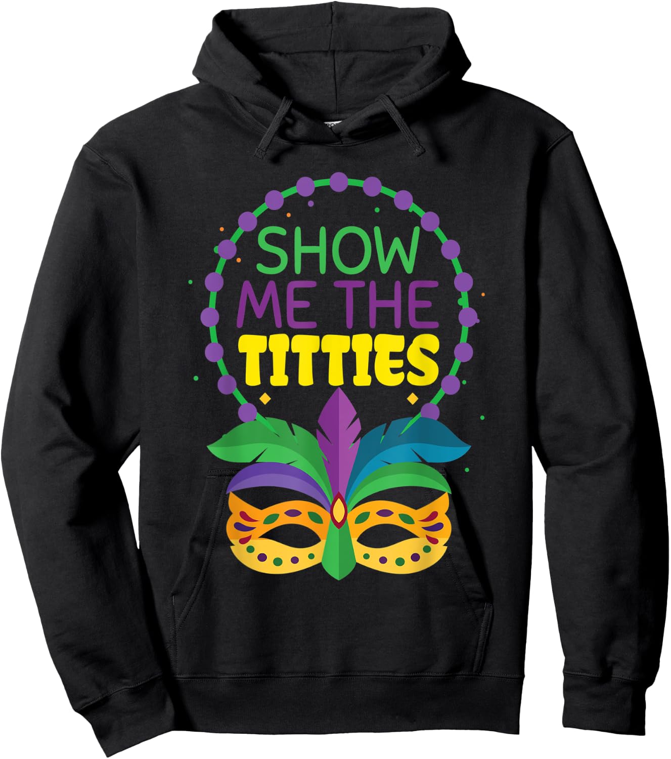 Funny Show Me The Titties Fat Jester Mask Mardi Gras 2022 Hoodie - Hoodie | Black