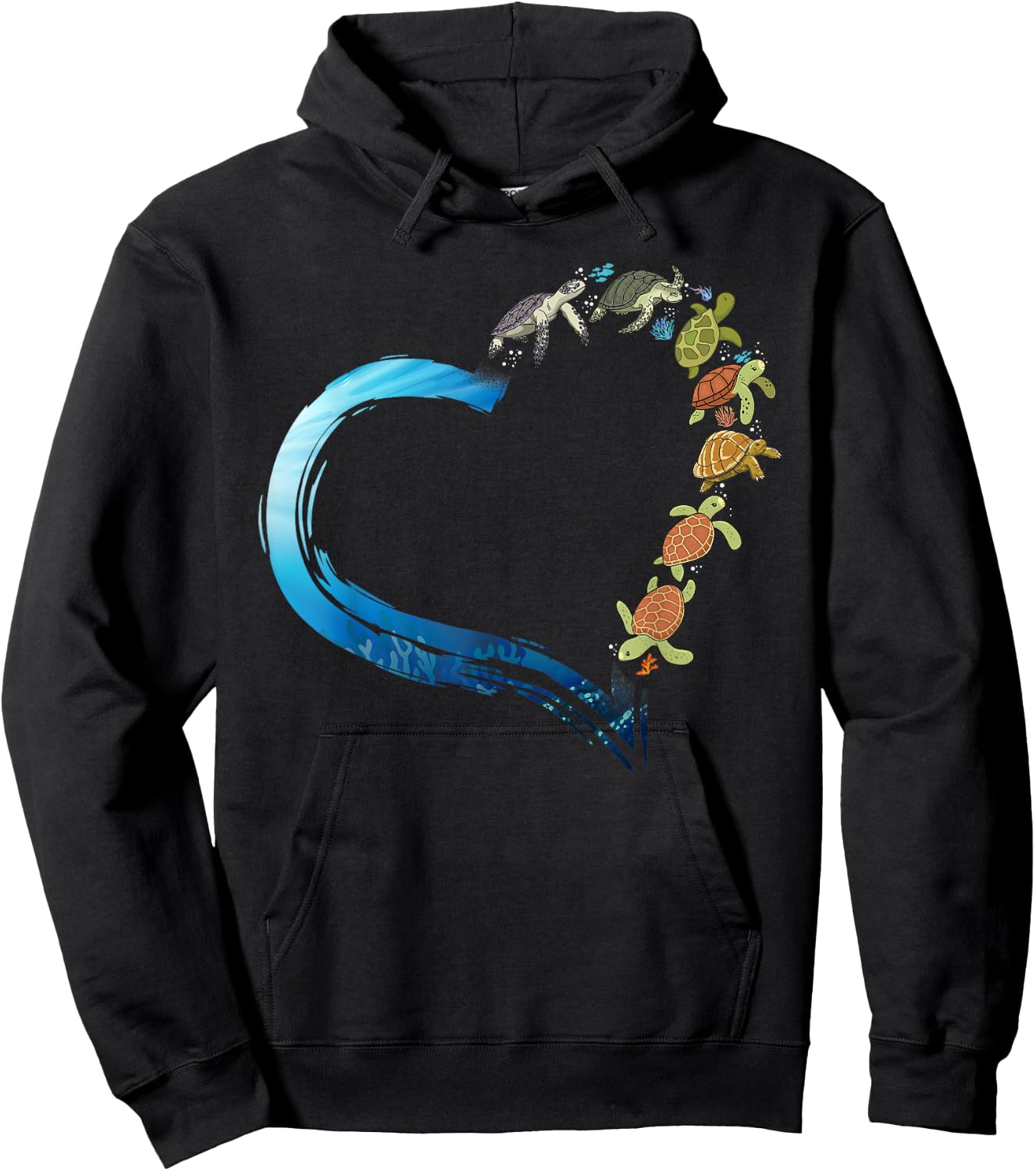 Sea Turtle Tortoise Heart Hoodie - Hoodie | Black