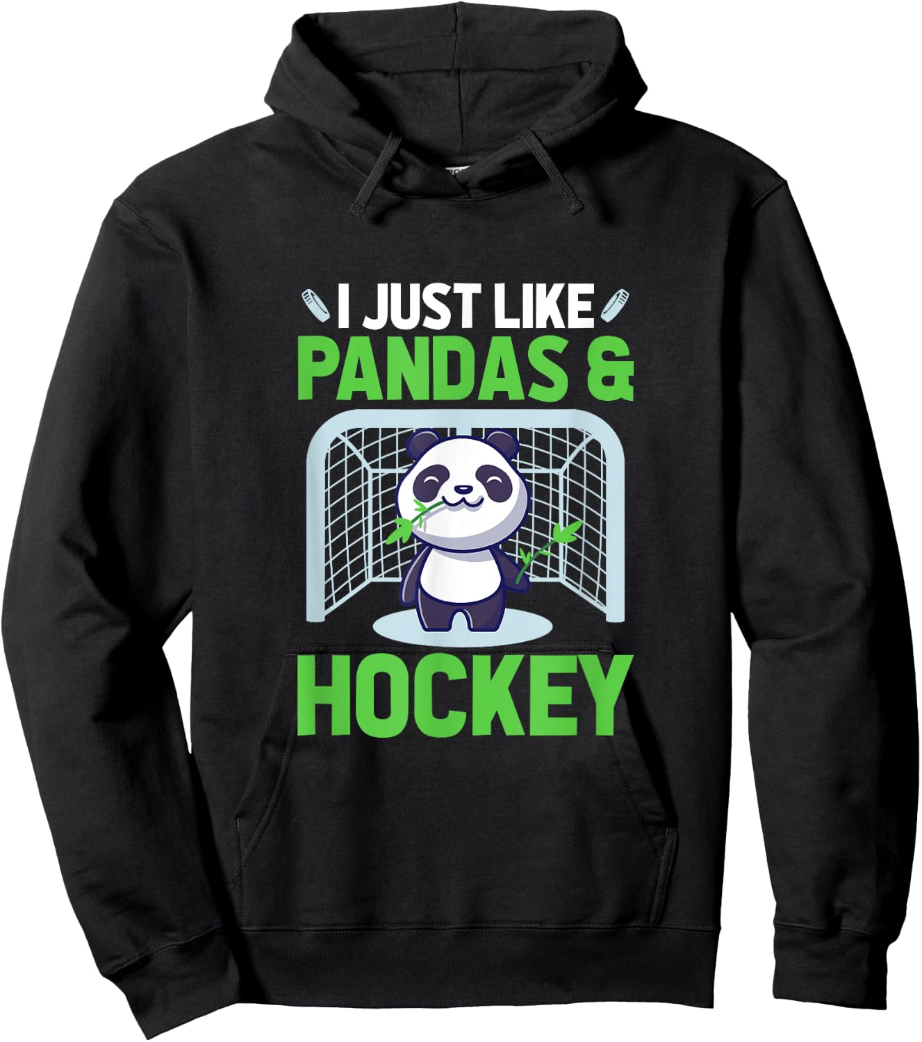 Ice Hockey I Just Like Pandas & Hockey Hoodie - Hoodie | Black