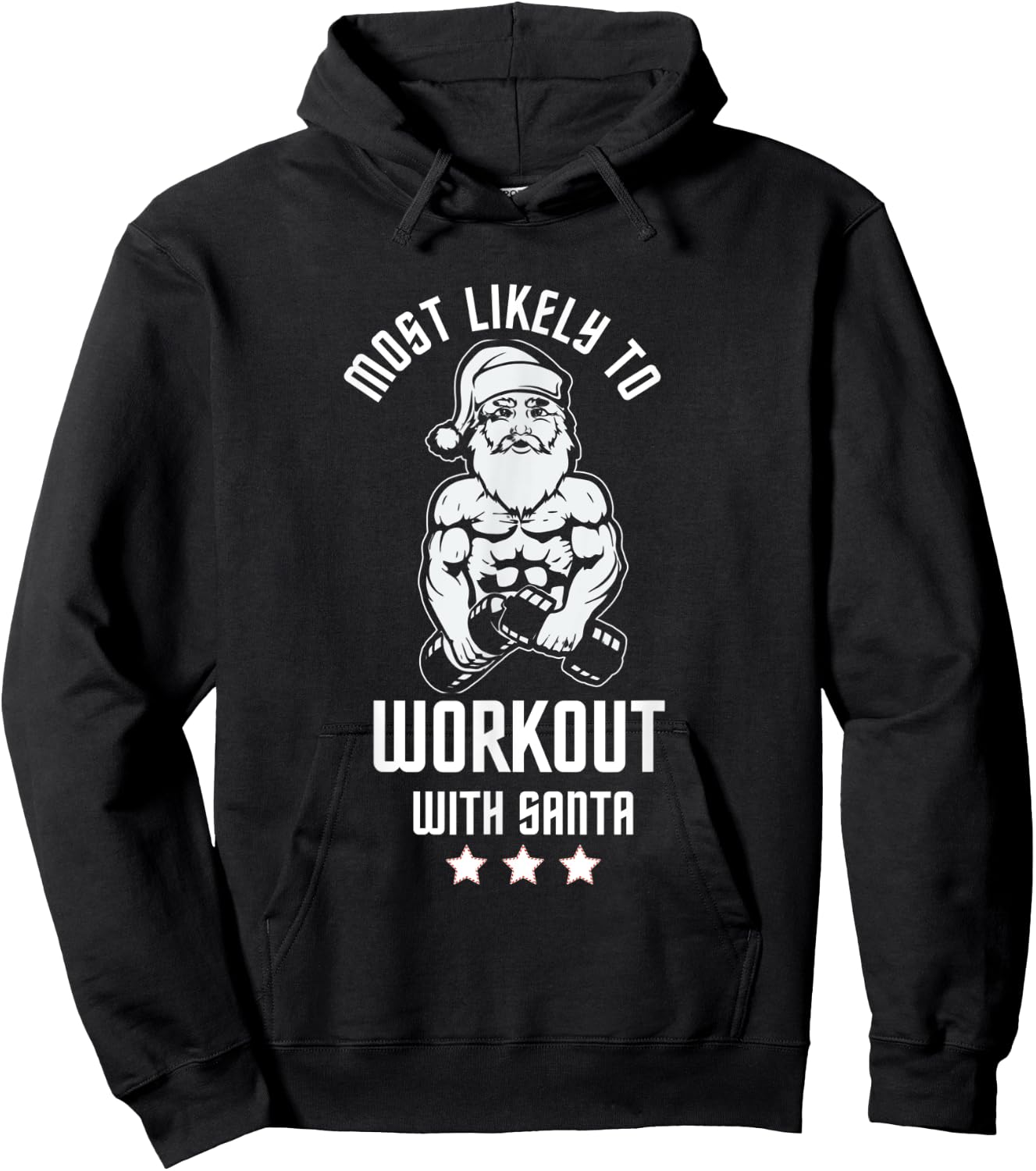 Most Likely To Work Out With Santa Red Family Xmas Holiday Hoodie - Hoodie | Black
