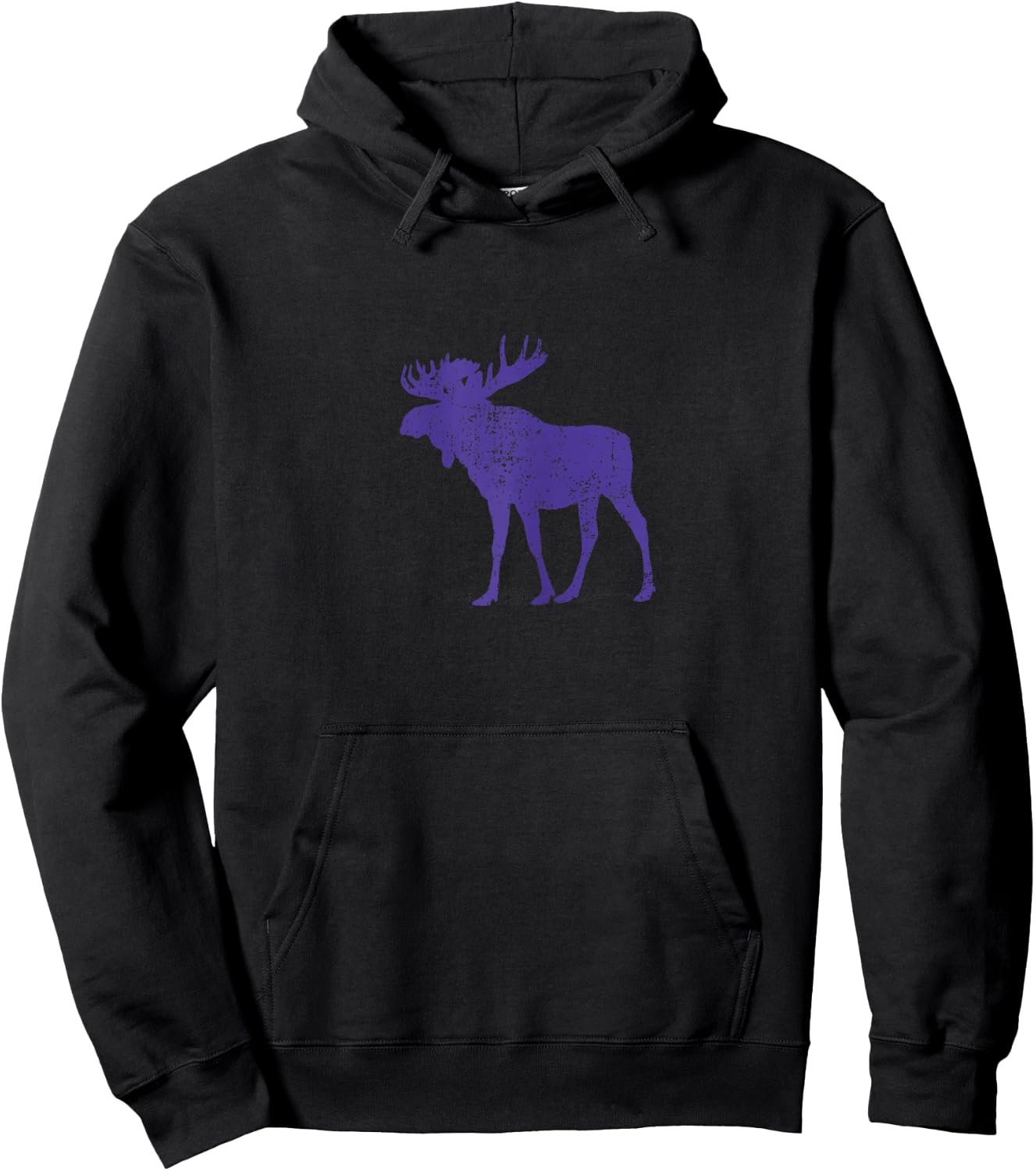 Moose - Retro Style Purple Moose Hoodie - Hoodie | Black