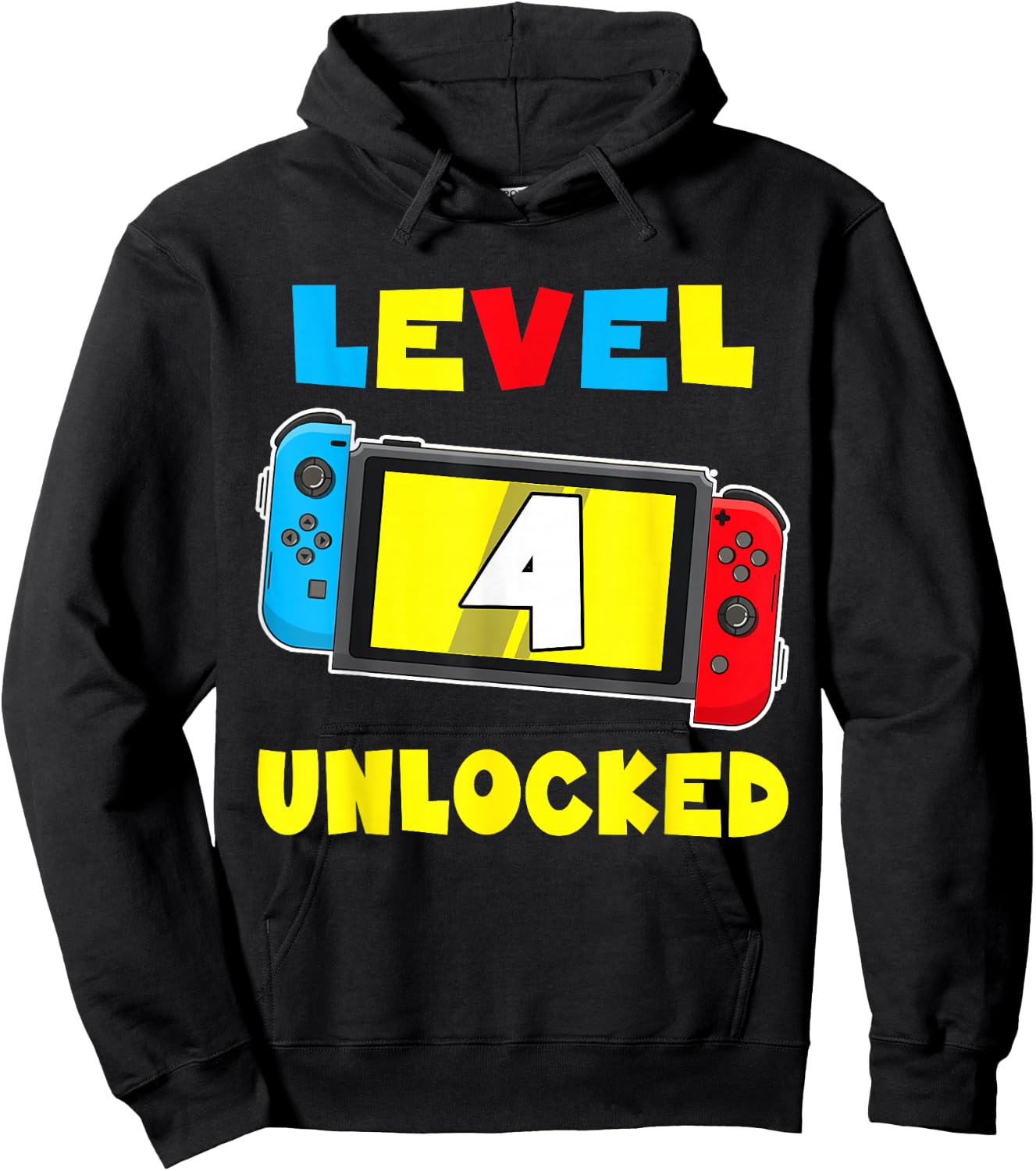 Level 4 Unlocked 4th Birthday Shirt Video Game 4 Year Old Hoodie - Hoodie | Black