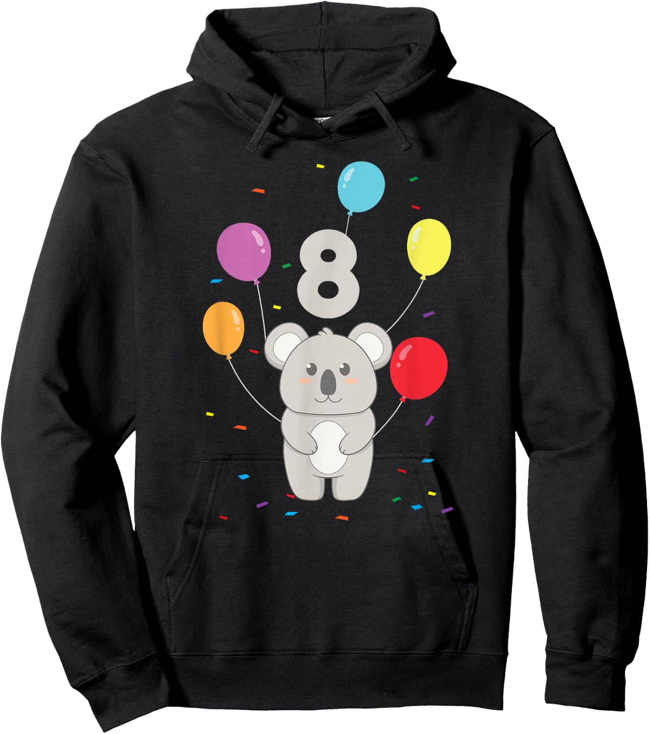 8th Birthday 8 Years Koala Balloons Australia Eucalyptus Zoo Hoodie - Hoodie | Black