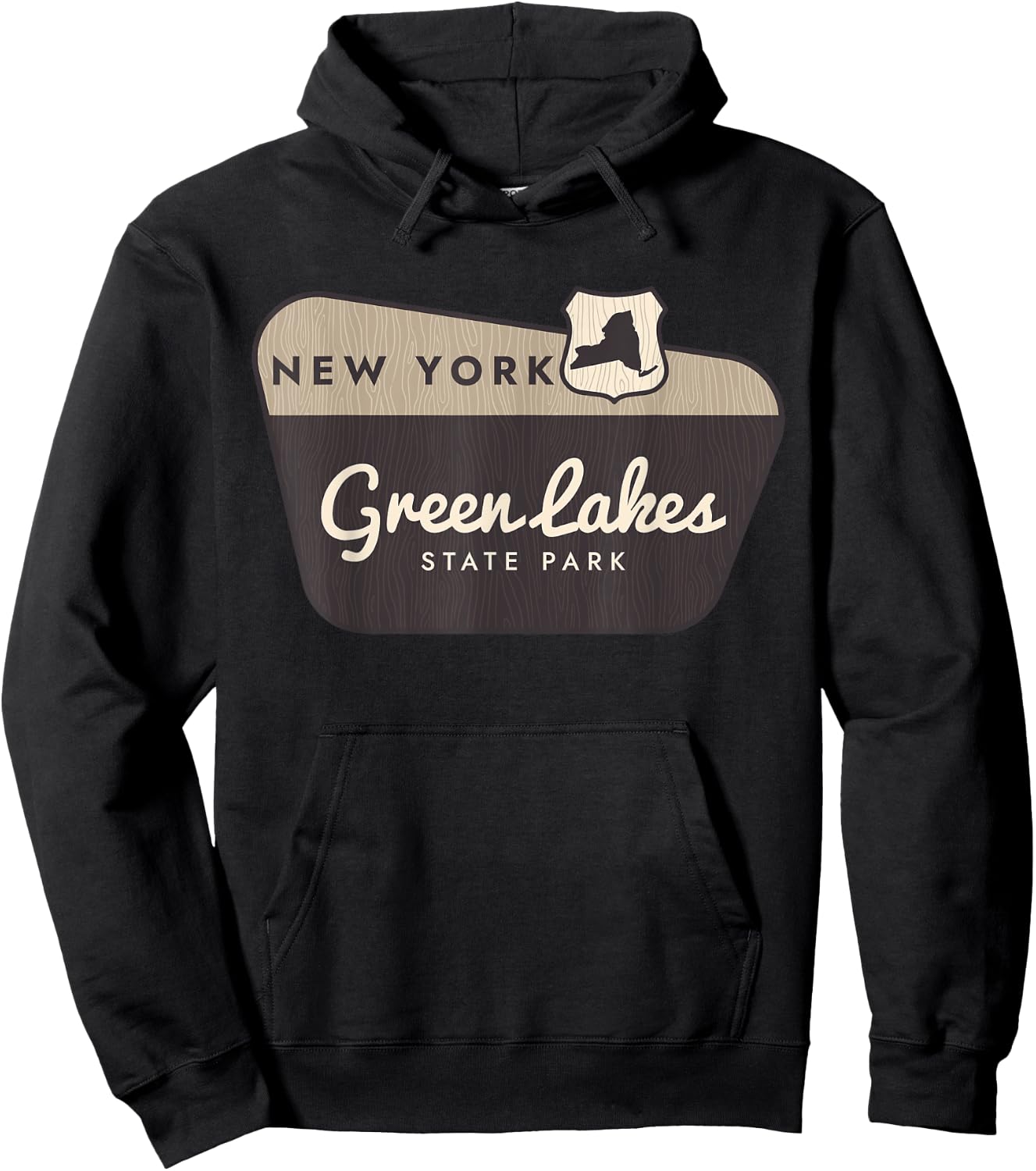Green Lakes State Park New York Welcome Sign Vacation Hoodie - Hoodie | Black