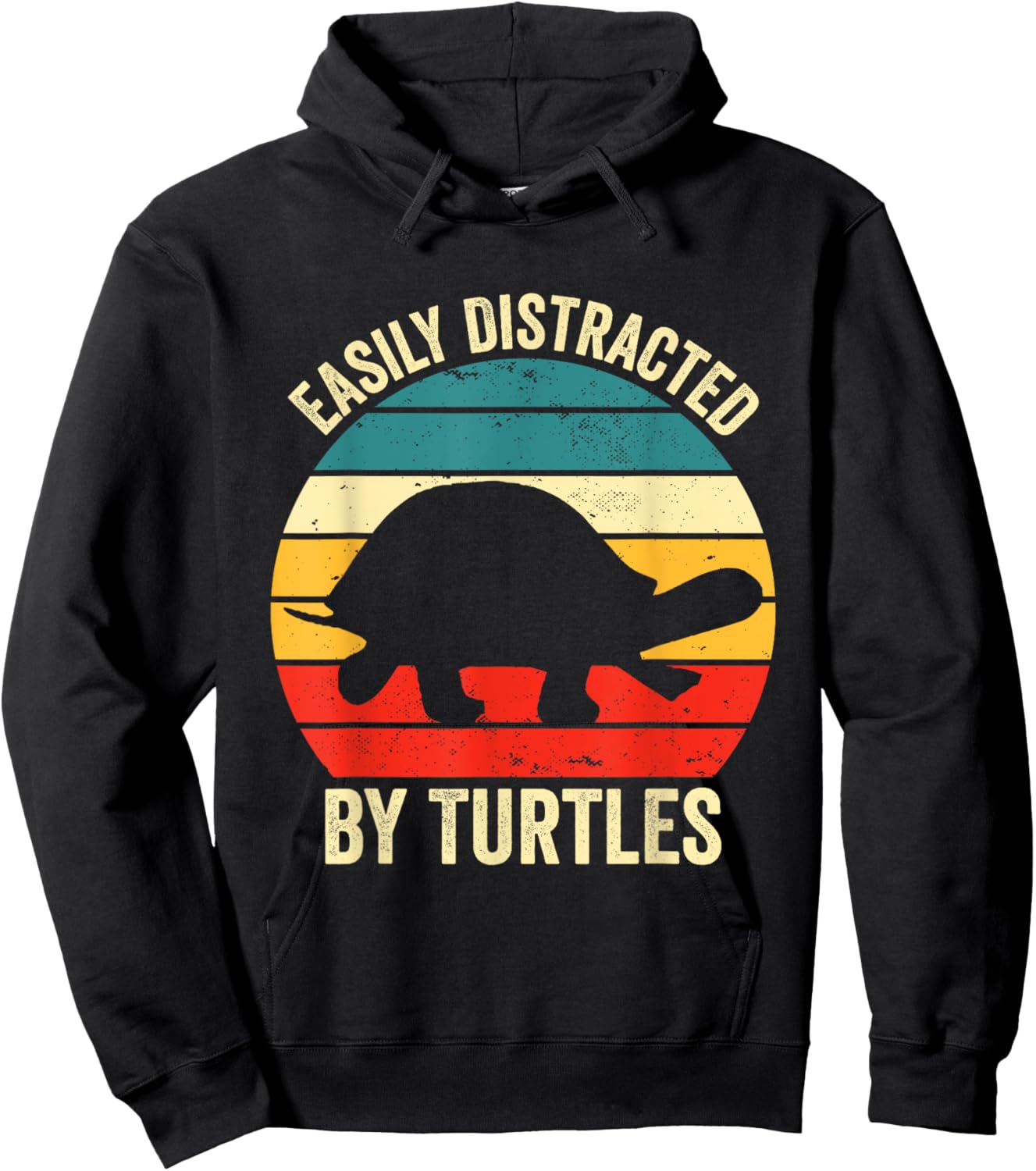 Turtle Easily Distracted By Turtles Sea Vintage Kids Lover Hoodie - Hoodie | Black