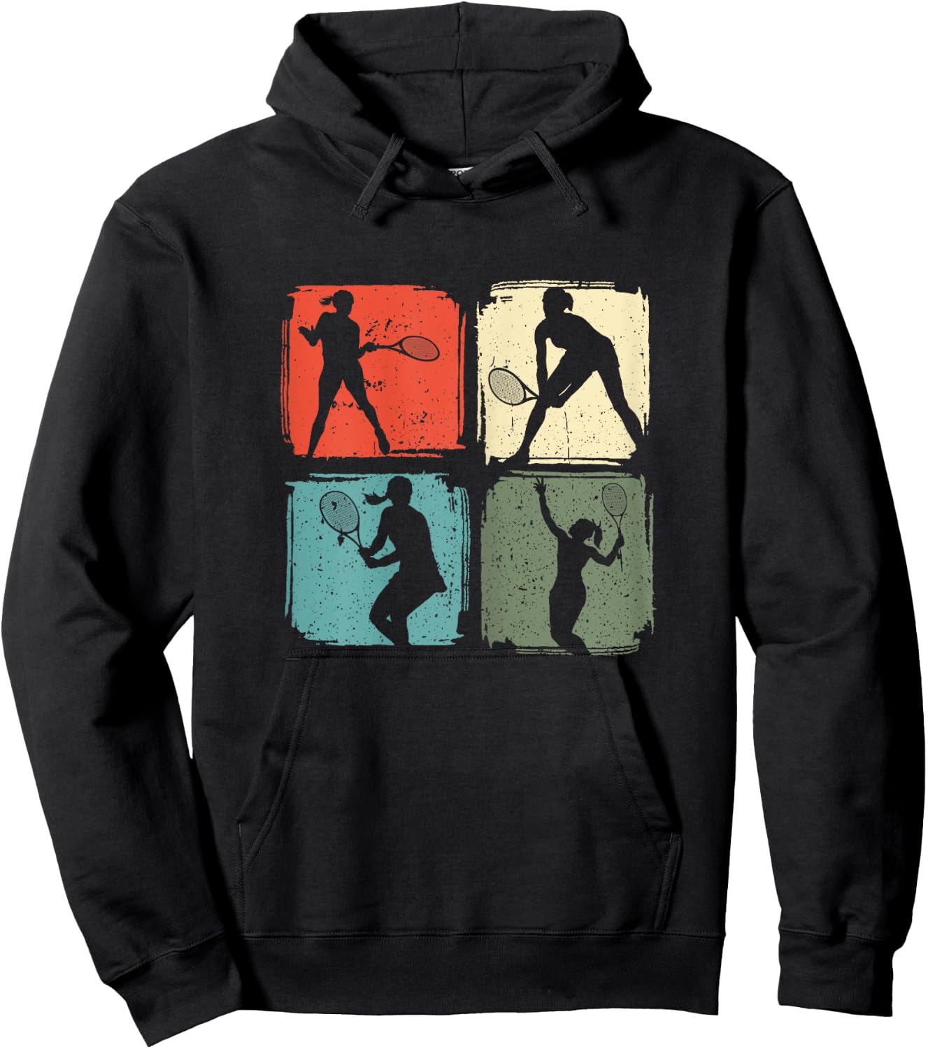 Tennis Play Funny Retro Tennis Player Woman Girls Hoodie - Hoodie | Black