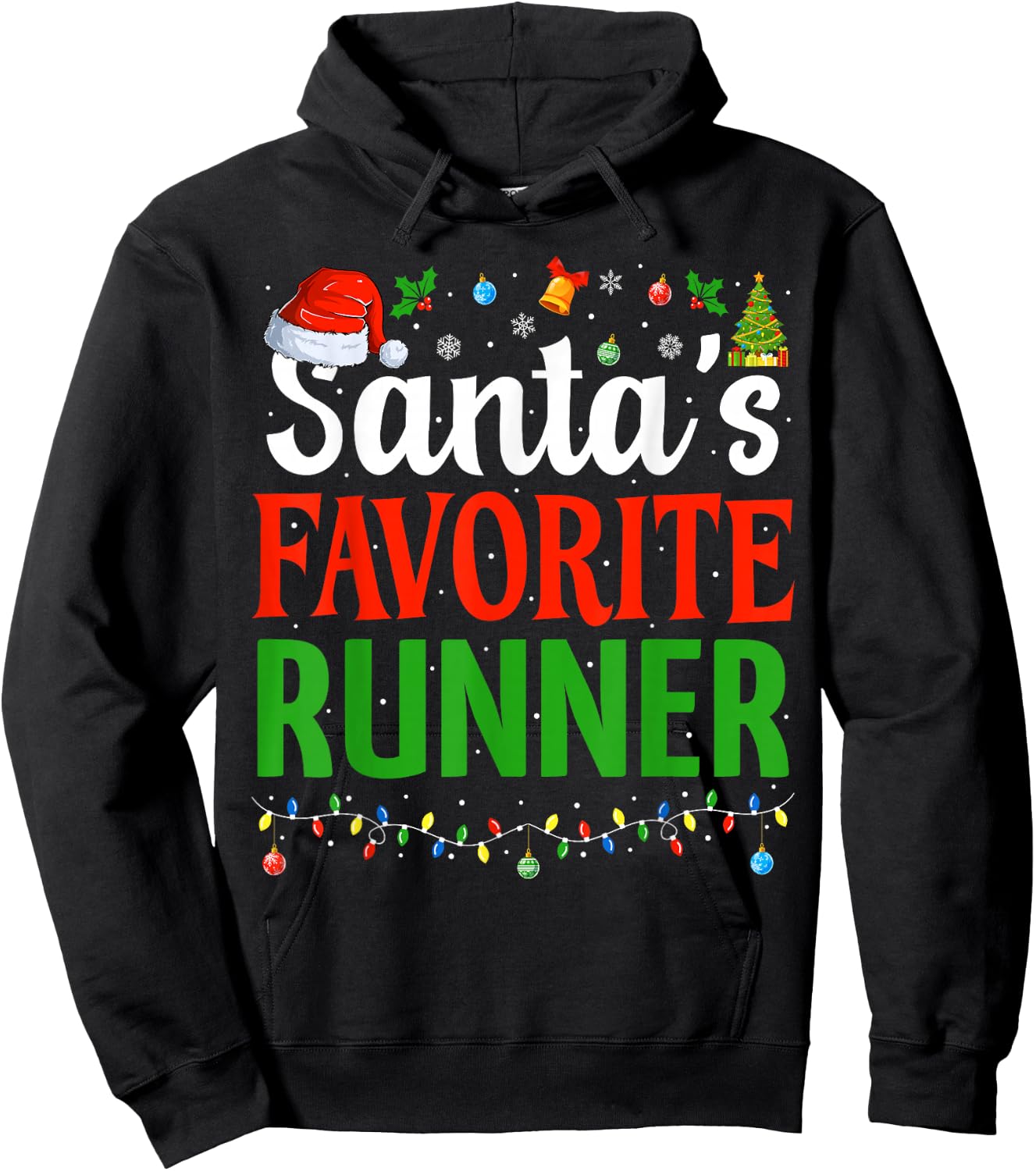 Santa’s Favorite Runner Xmas Funny Runners Christmas Running Hoodie - Hoodie | Black