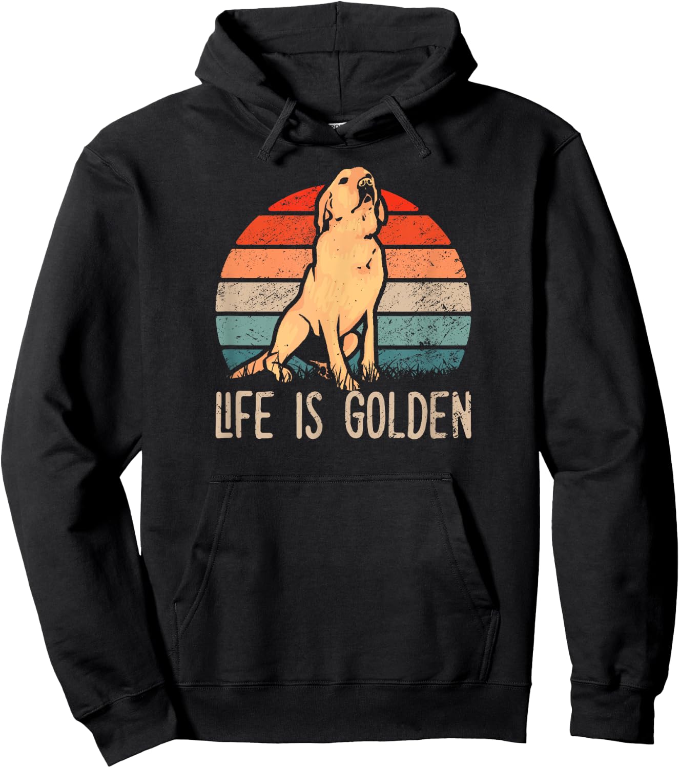 Retriever Dog in vintage style - Life Is Golden Dog Women Girls Kids Hoodie - Hoodie | Black
