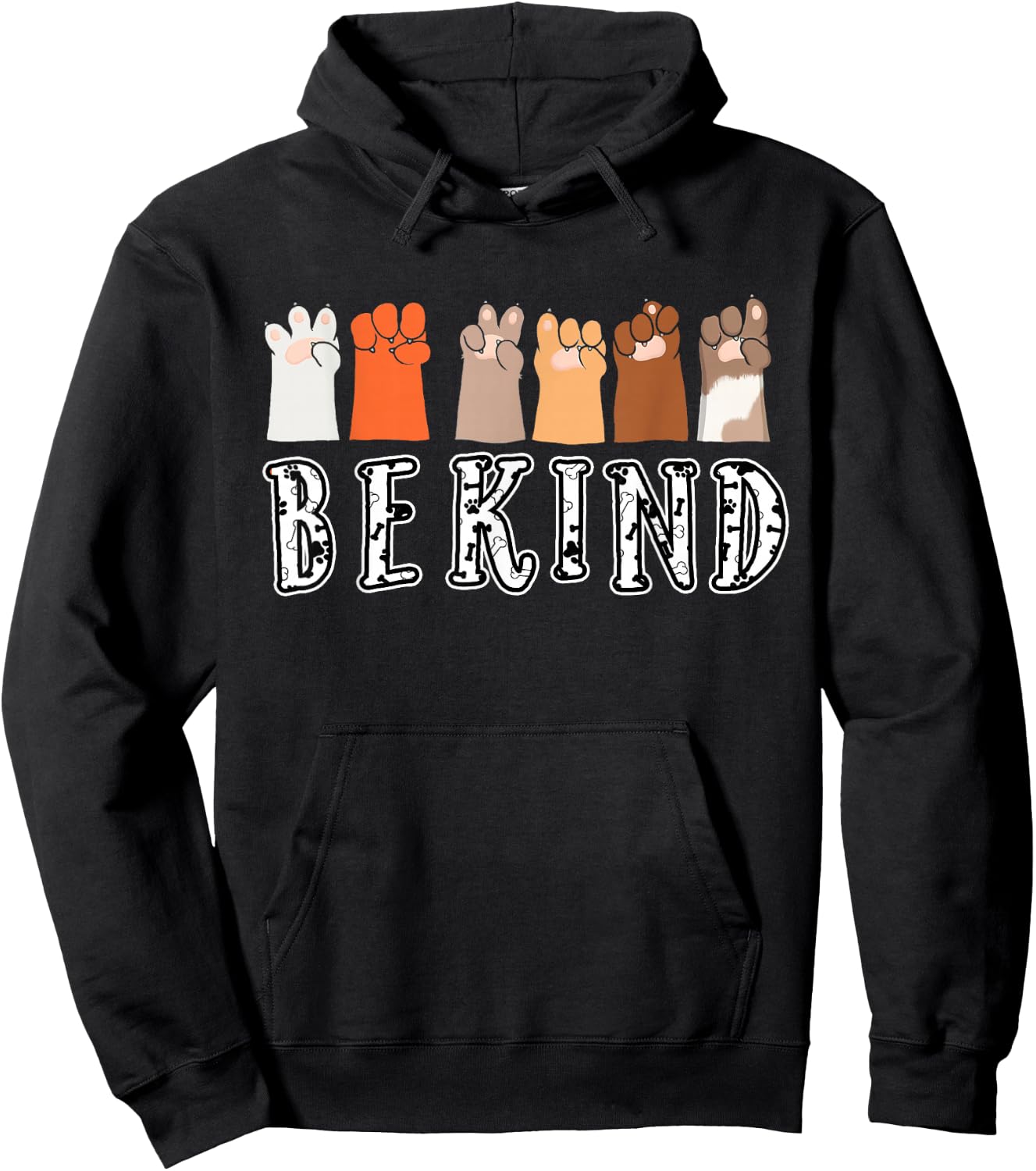 Be Kind Hand Talking Finger Dog Signs Cute -Adults & Kids Black Modern Animal Theme ASL Kindness Funny Dog Paw Hoodie - Hoodie | Black