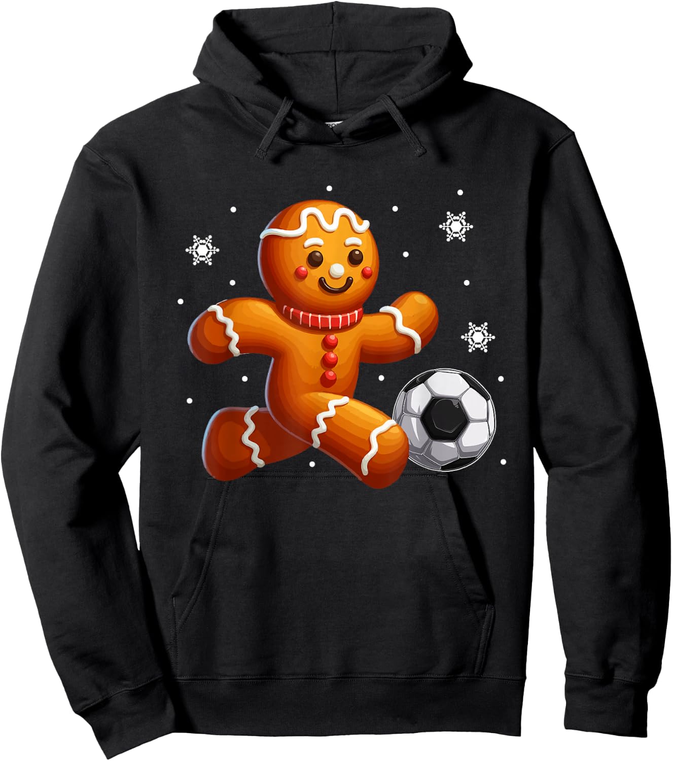 Gingerbread Playing Soccer Christmas Cookie Player Team Hoodie - Hoodie | Black