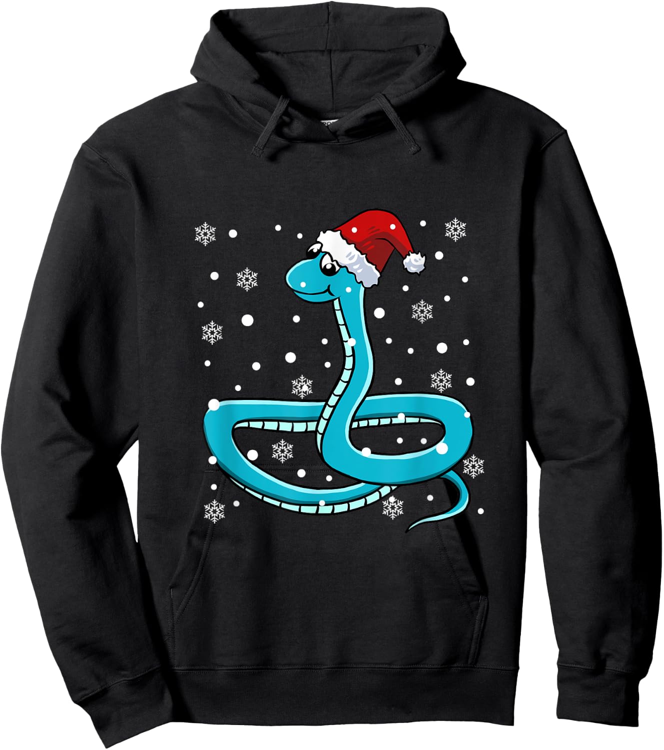 Snake Santa Hat Christmas Pajama Cute Animal Snowflakes Xmas Hoodie - Hoodie | Black