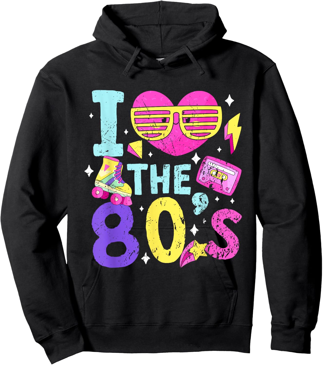 Retro 1980s Party Costume i Love The 80s Hoodie - Hoodie | Black