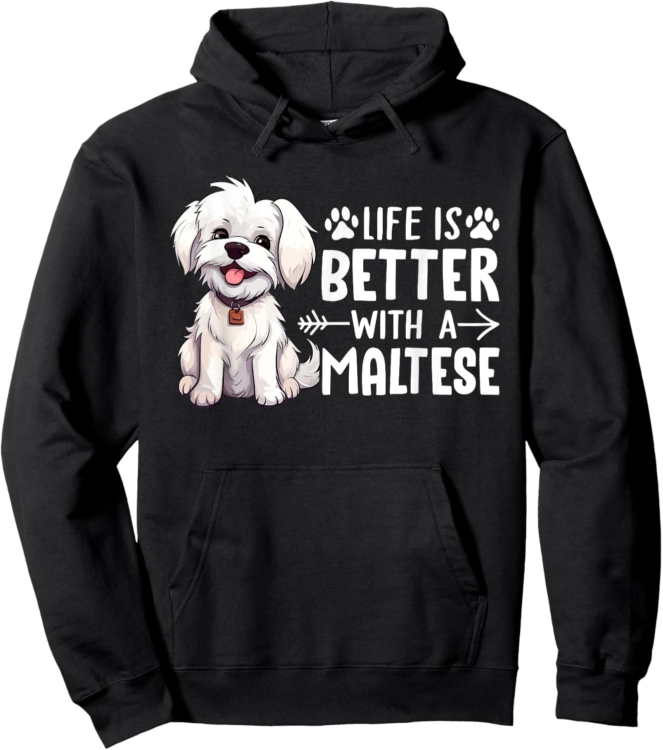 Life is Better with a Maltese - Dog Parent Pet Paw Women Girls Kids Hoodie - Hoodie | Black