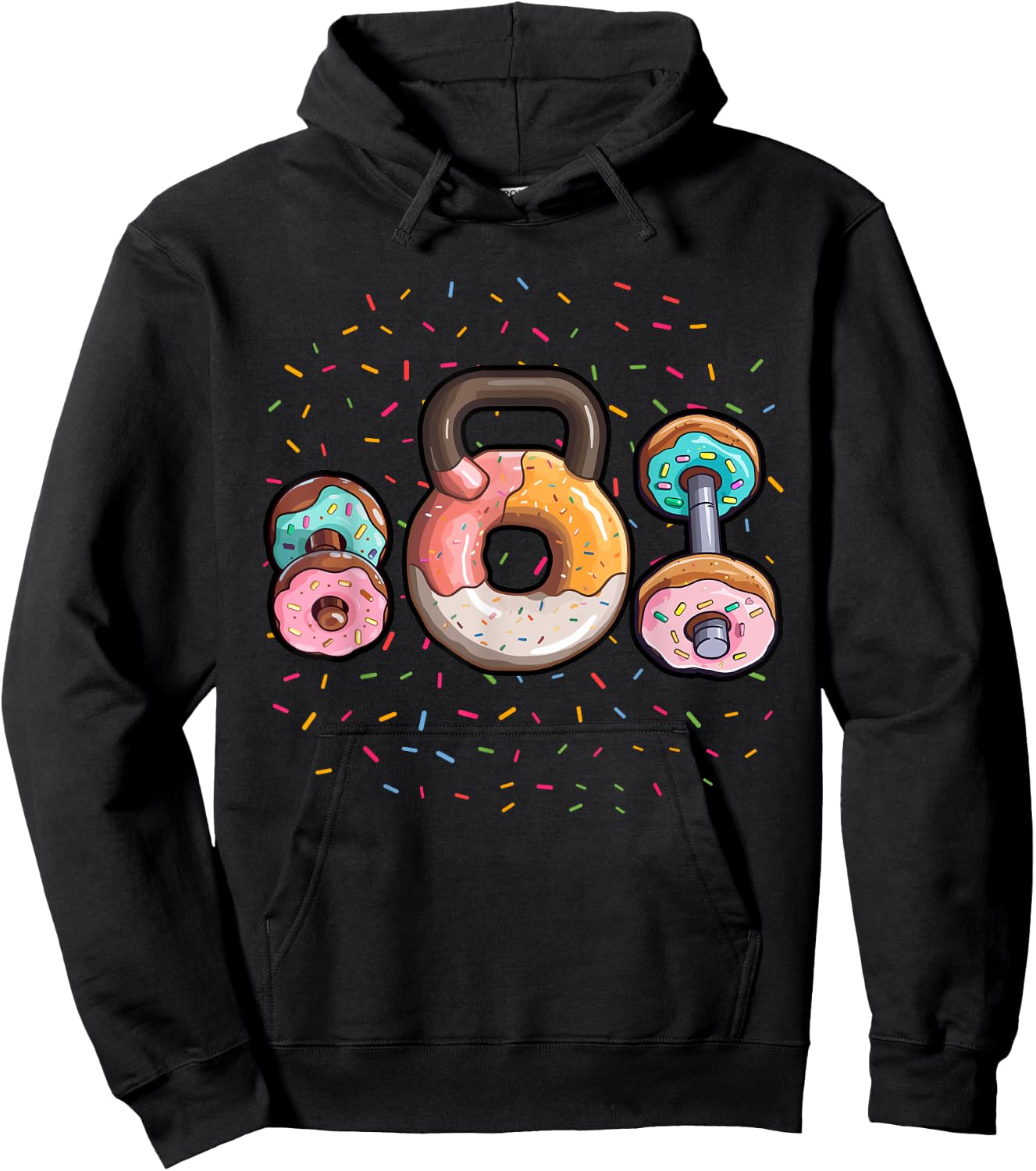 Kettlebell Donut Shirt Funny Gym Shirt Gym Fitness Doughnut Hoodie - Hoodie | Black