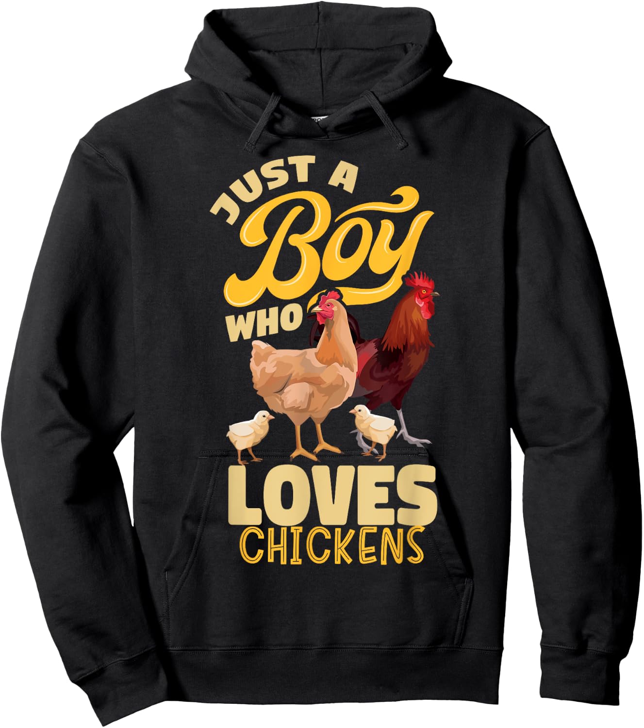 Just a Boy Who Loves Chickens Boys Country Farming Farm Hoodie - Hoodie | Black