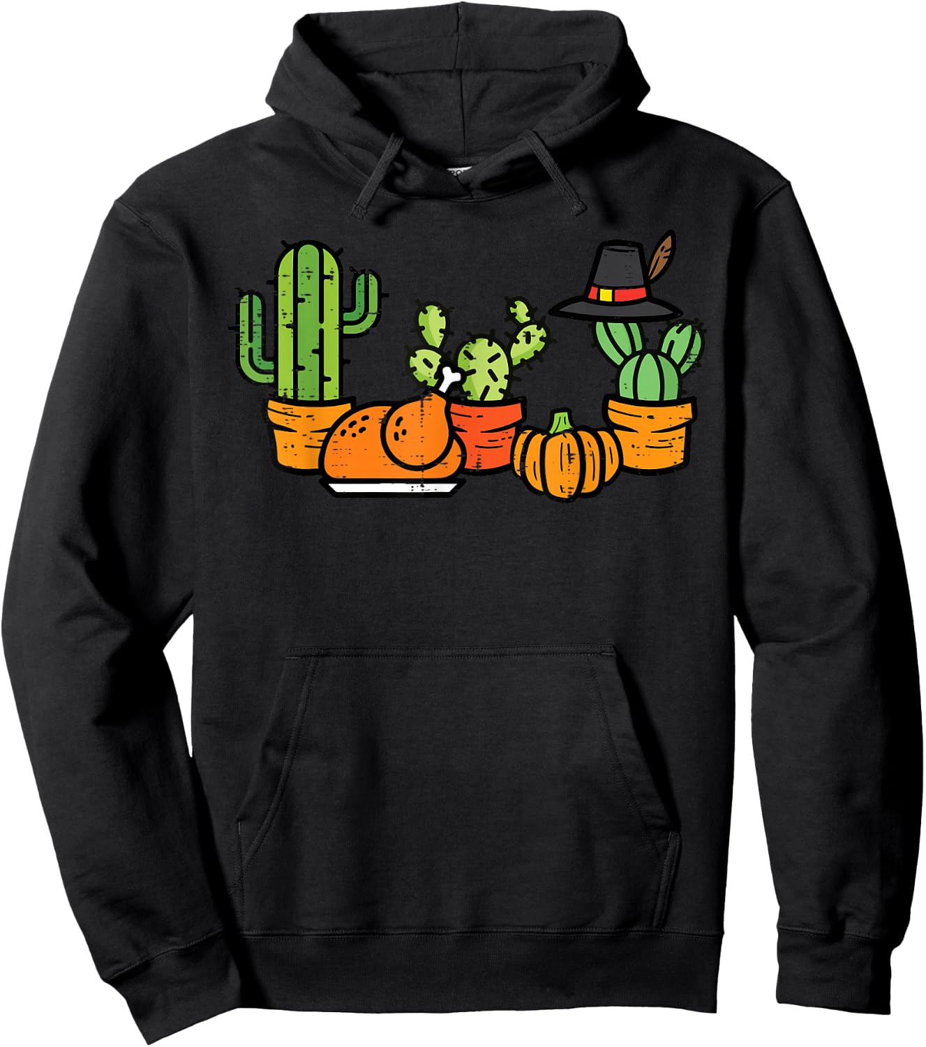 Thanksgiving Cactus Turkey Day Succulent Plant Women Kid Men Hoodie - Hoodie | Black