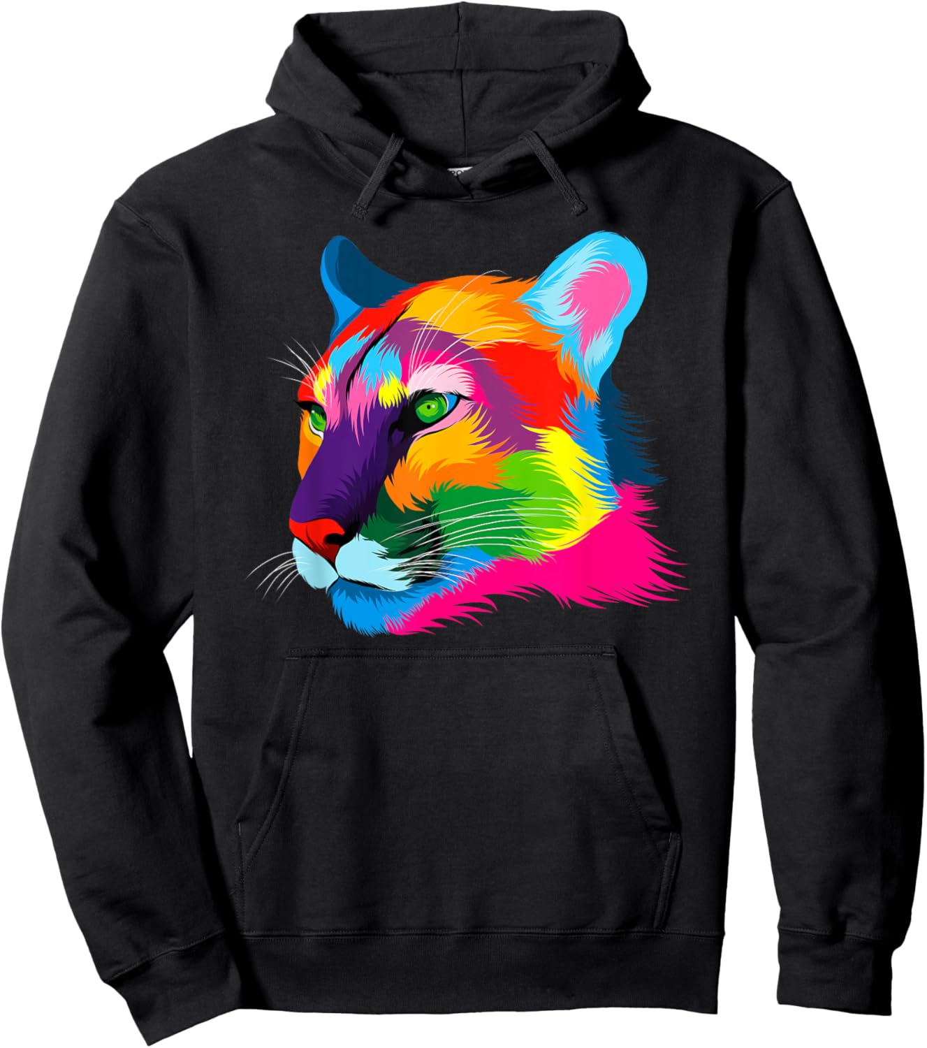 Puma Cougar Head Colorful Art Animals Watercolor Painting Hoodie - Hoodie | Black