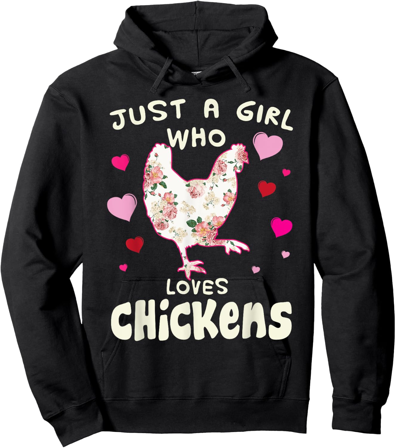 Just A Girl Who Loves Chickens Funny Chicken Farm Gag Outfit Hoodie - Hoodie | Black