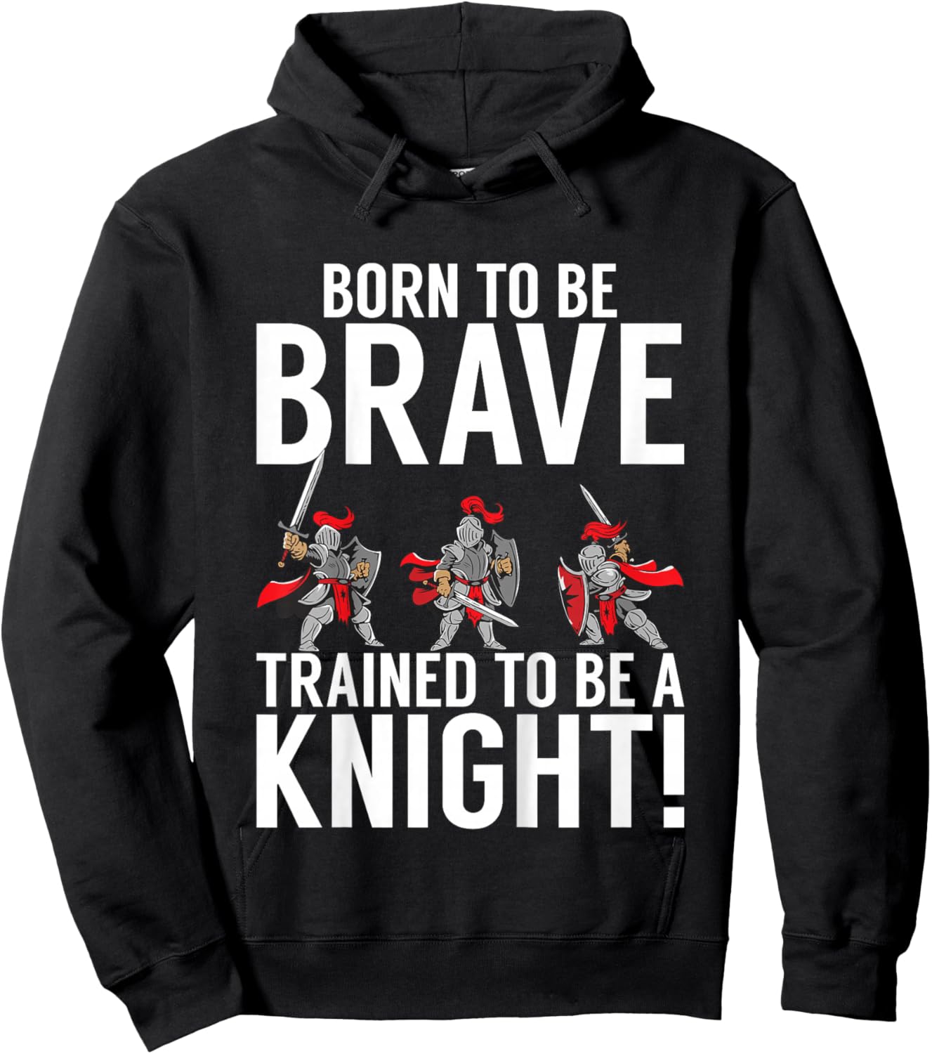 Kids Born to be Brave trained to be a Knight Hoodie - Hoodie | Black
