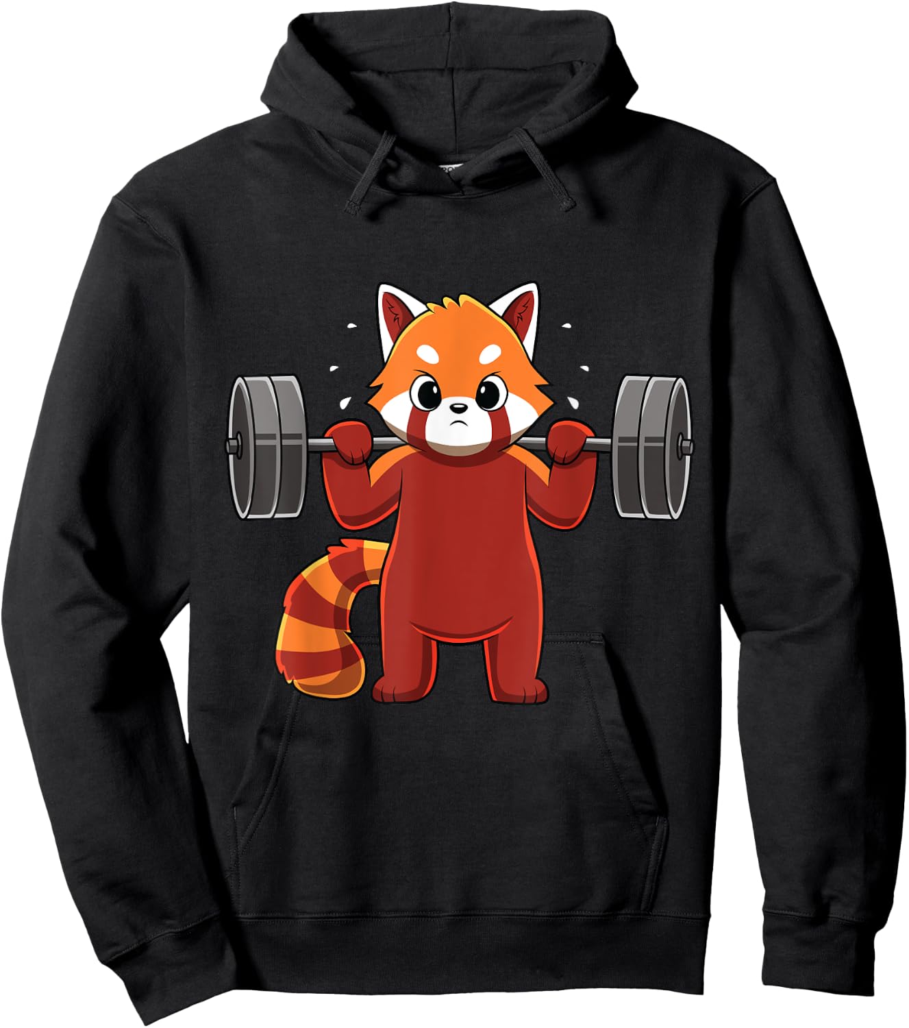 Kawaii Red Panda Weightlifting Funny Fitness Gym Hoodie - Hoodie | Black