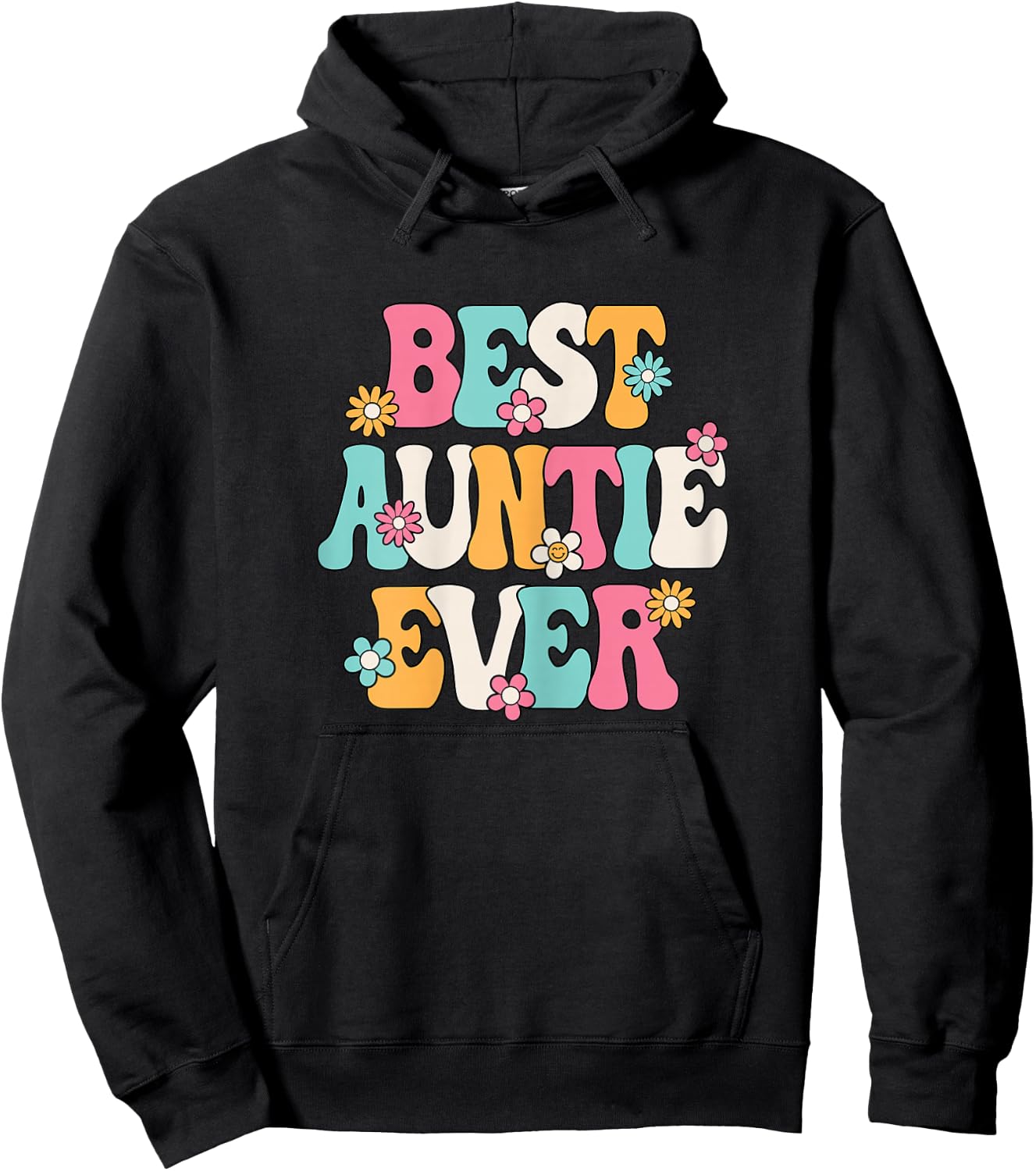 Best Auntie Ever Groovy Aunt Hoodie - Hoodie | Black