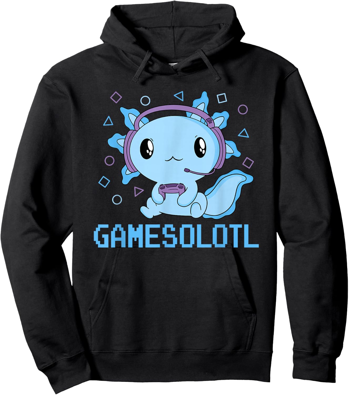Funny Gamesolotl Kawaii Gaming Axolotl Video Gamer Boys Kids Hoodie - Hoodie | Black