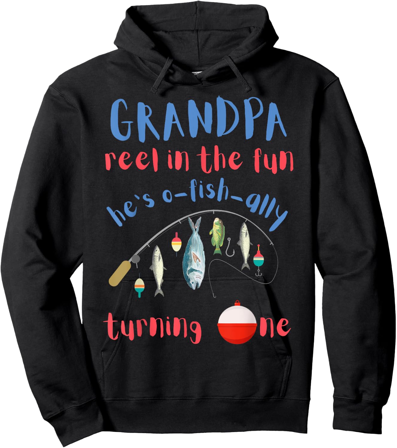 Grandpa Fishing First Birthday O-fish-ally One 1st Bday Hoodie - Hoodie | Black