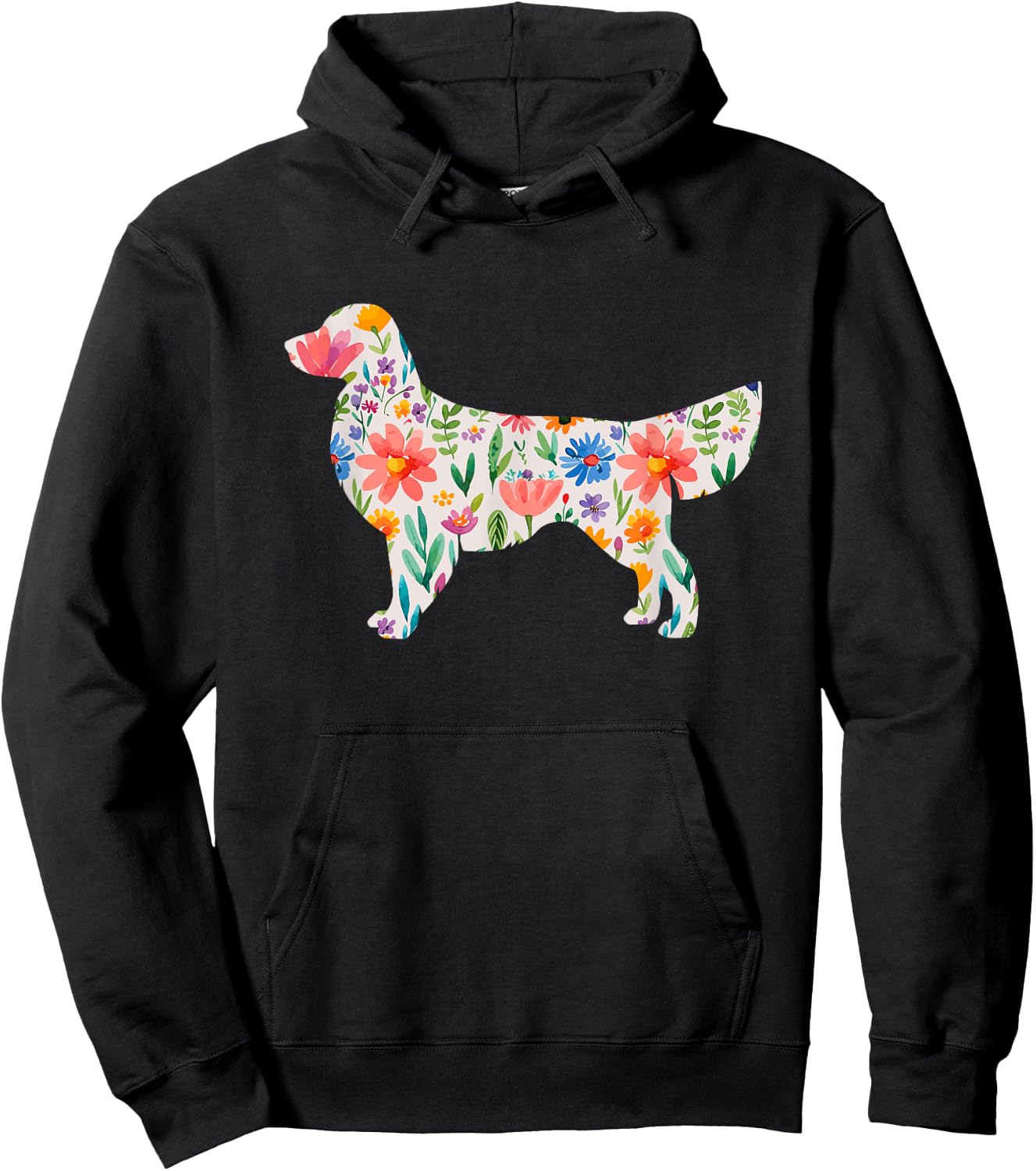 Golden Retriever watercolor flowers design Hoodie - Hoodie | Black