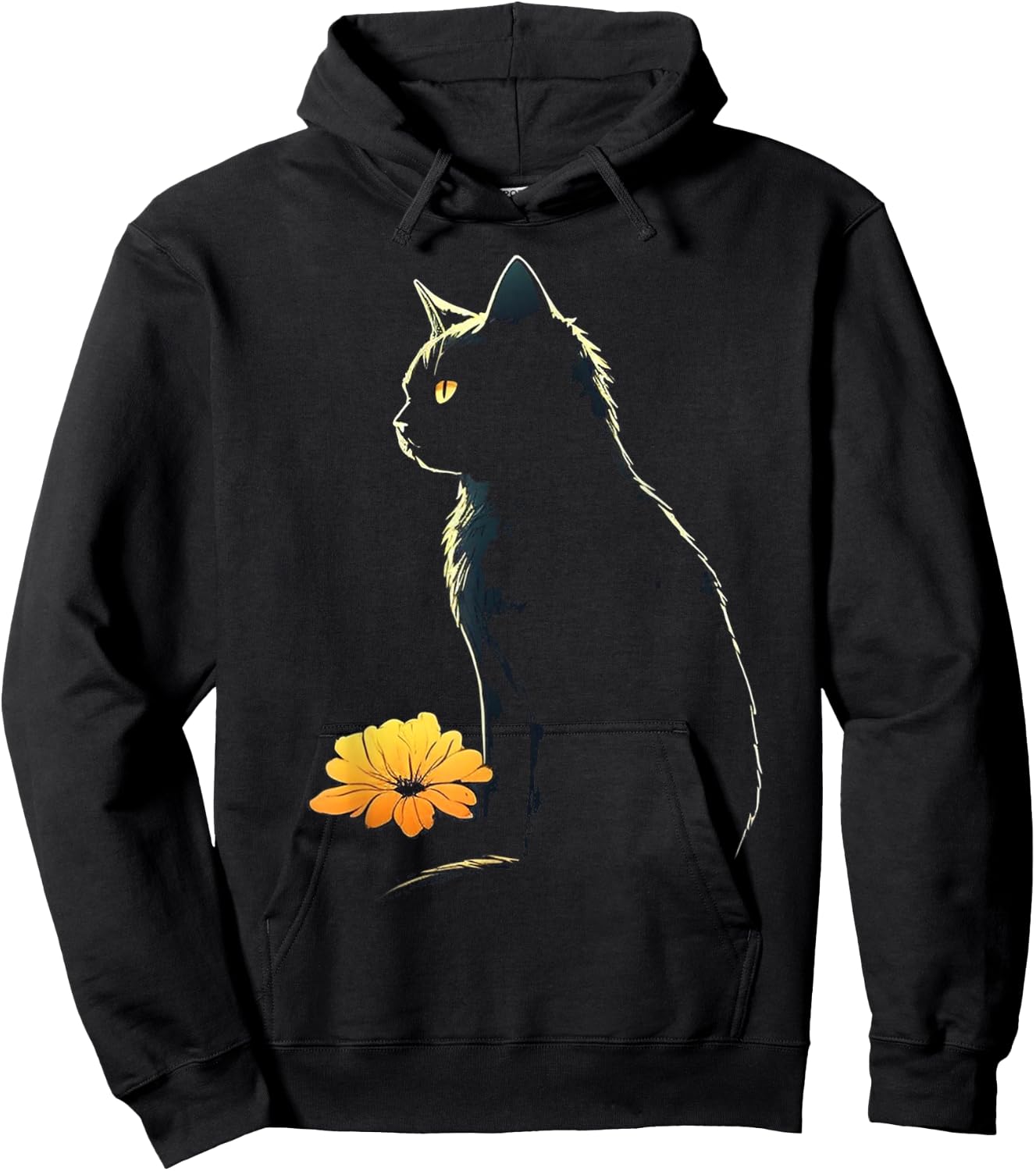 Cat Artwork - Flowers Art Cat Motif Animal Cat Hoodie - Hoodie | Black