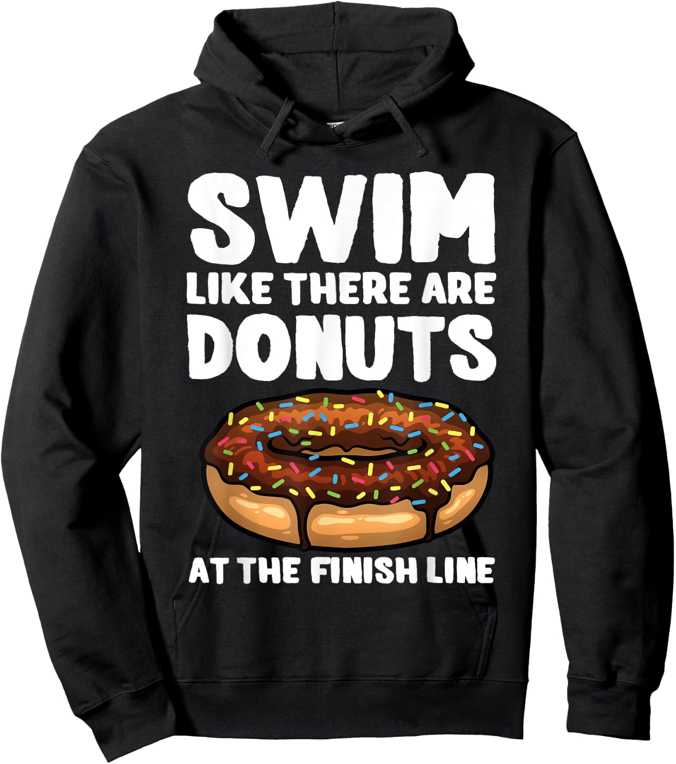 Funny Swimming Donut Design Men Women Swimmer Sports Athlete Hoodie - Hoodie | Black