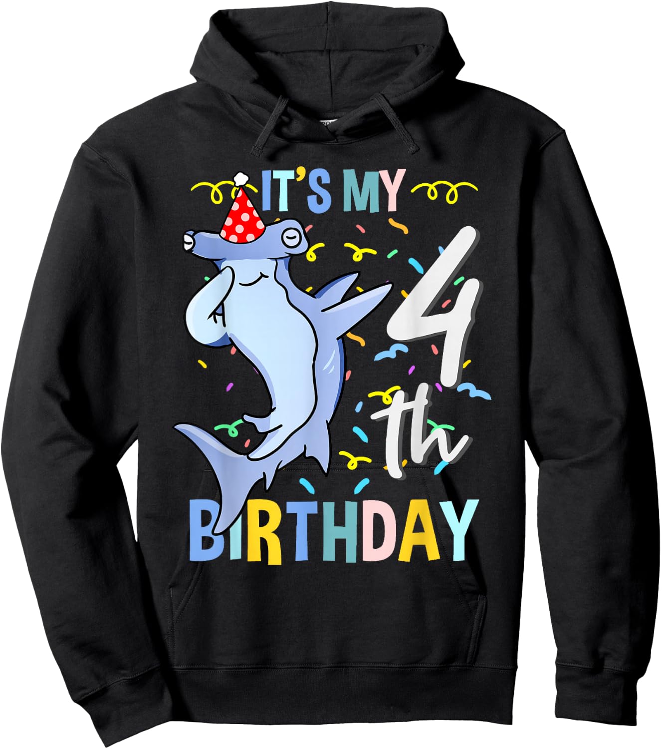 Its My 4th Birthday Dabbing Hammerhead Shark Hoodie - Hoodie | Black