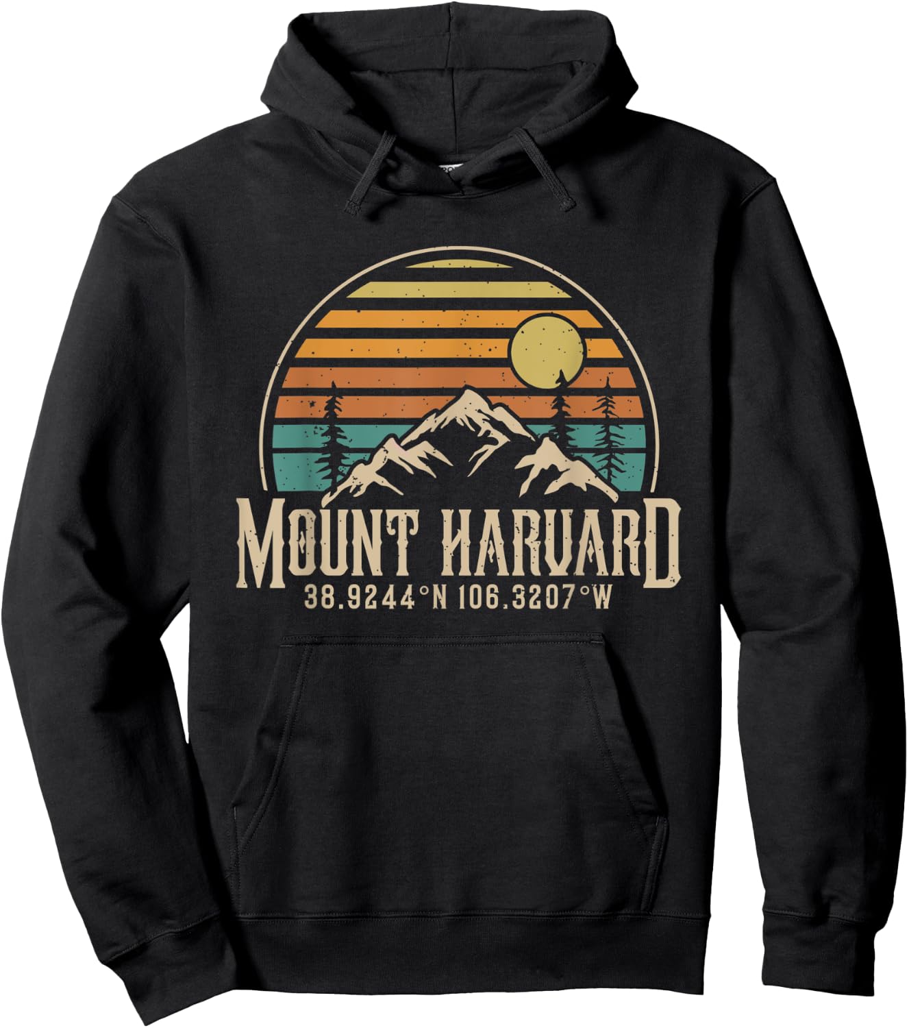 Camping Mt. Harvard Colorado Hiking Mountain Mount Harvard Hoodie - Hoodie | Black